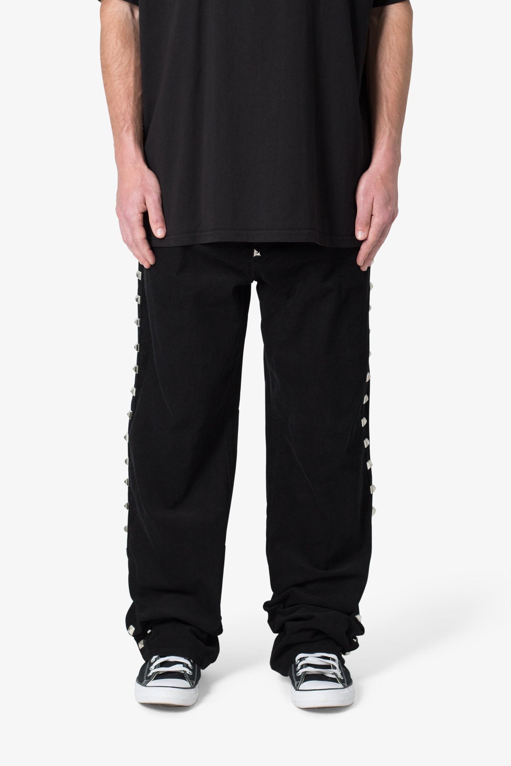 Ultra Baggy Studded Corduroy Pants - Black Product Image