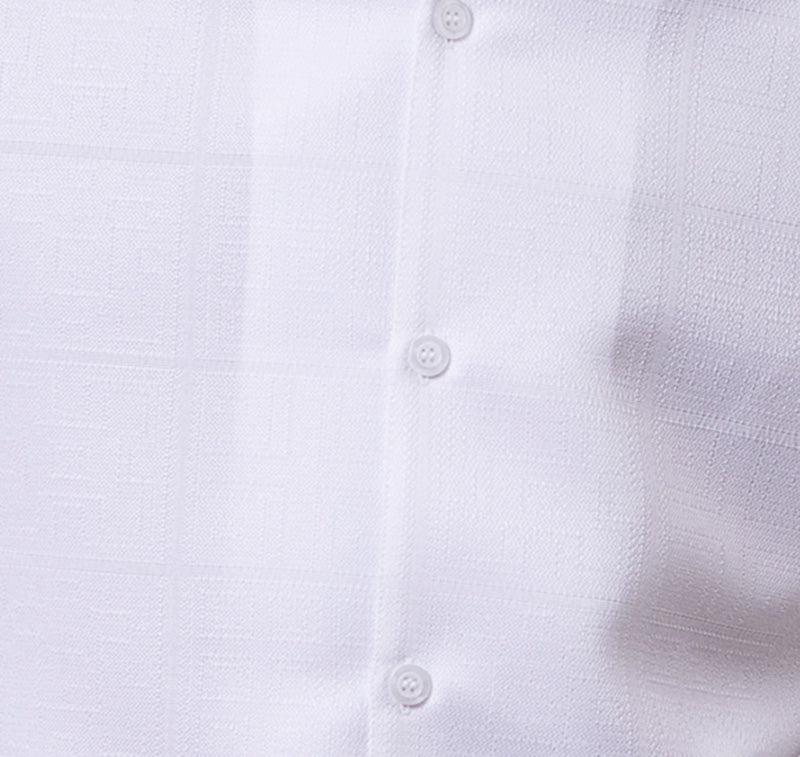 White Tone-on-tone Windowpane Walking Suit 2 Piece Short Sleeve Set Product Image