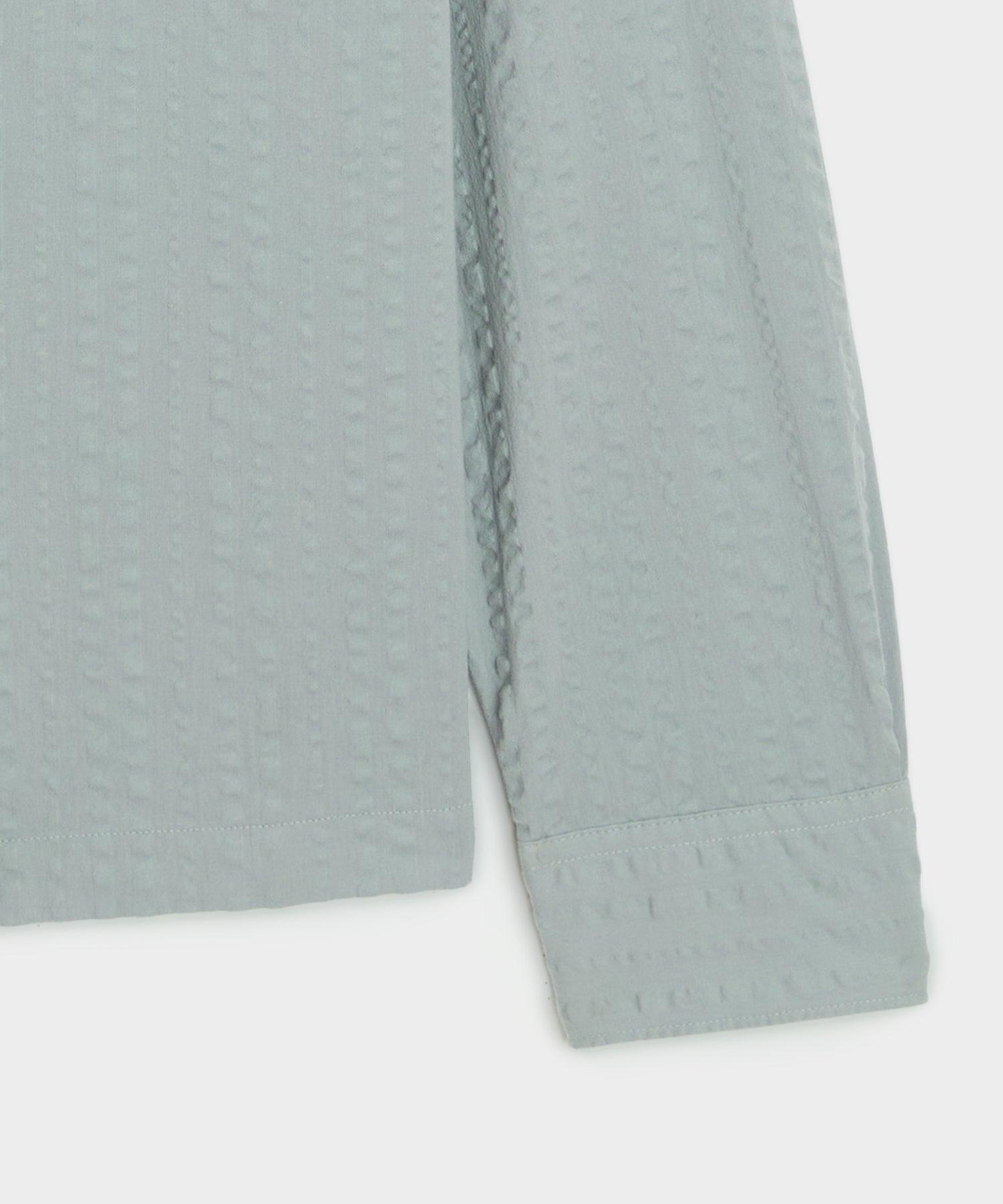 Cropped Seersucker Camp Collar Shirt Product Image