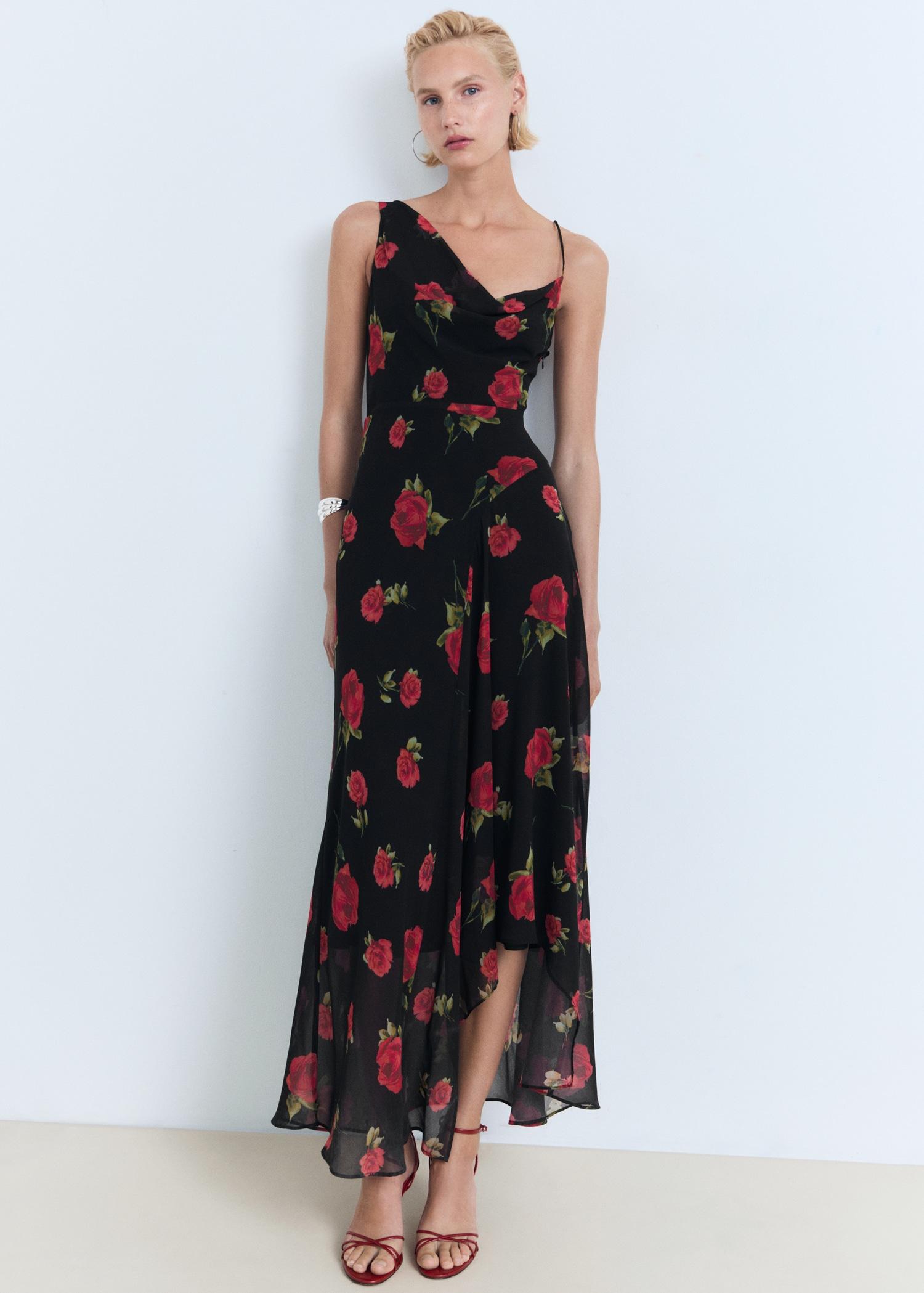 Long floral-print dress - Women | MANGO USA Product Image
