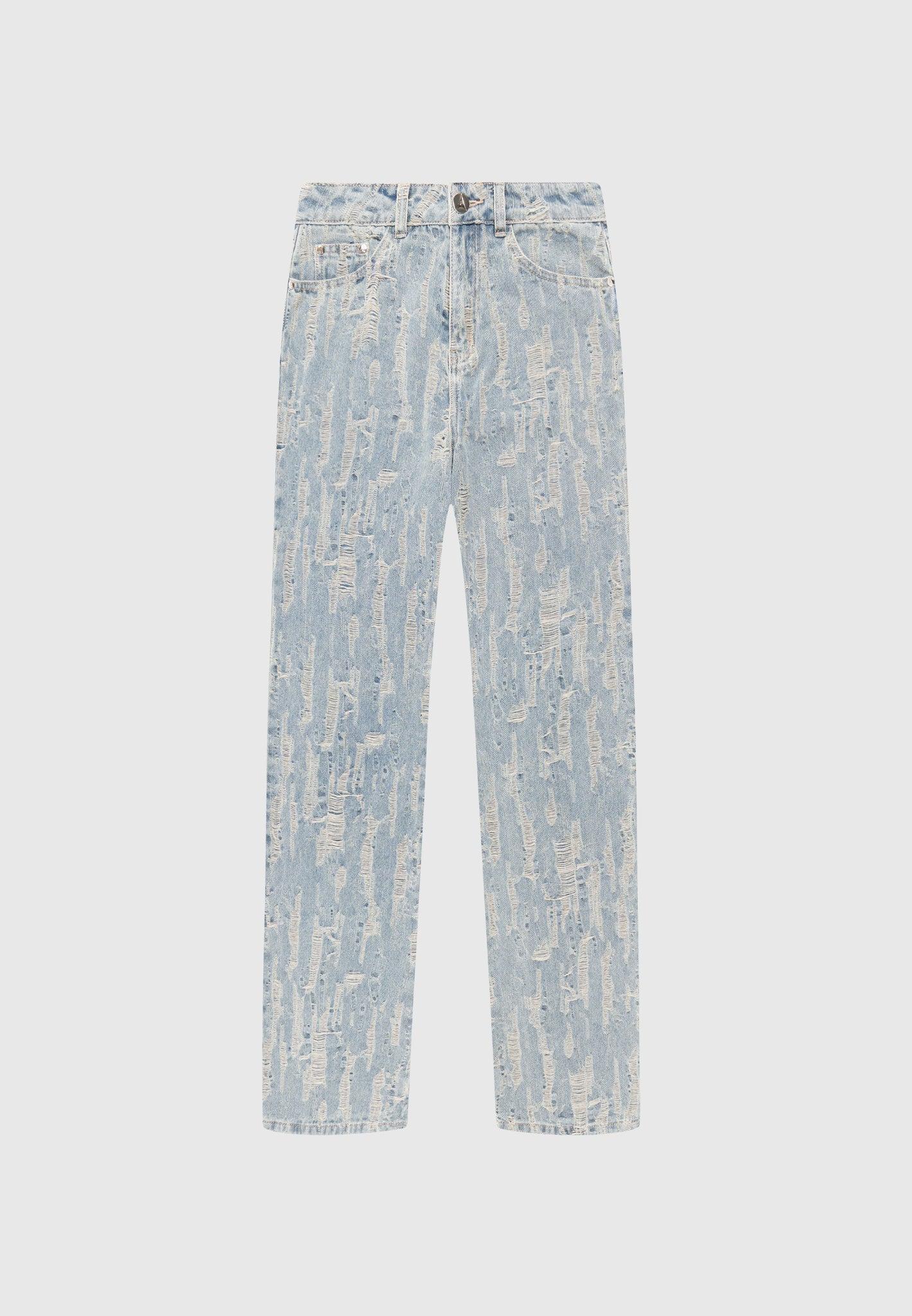 Florence - Distressed High Rise Straight Leg Jeans - Mid Blue Female Product Image