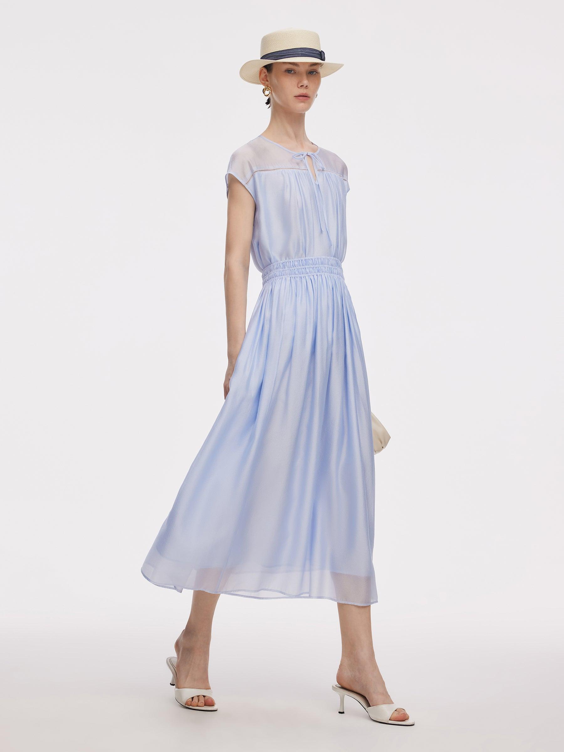 Loose Fit Cap Sleeve Top And A-Line Skirt Two-Piece Set Product Image