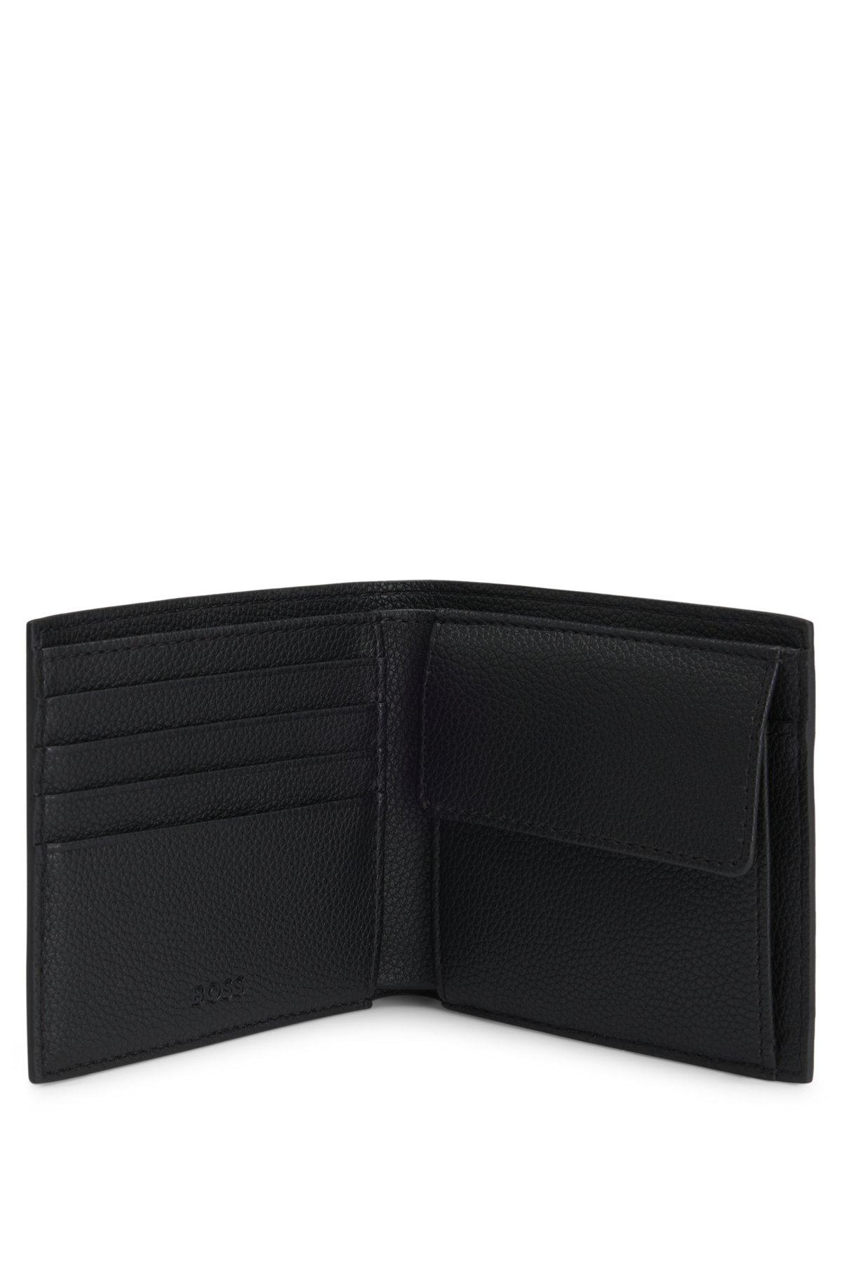 BOSS - Grained faux-leather wallet with logo trim - Black Product Image