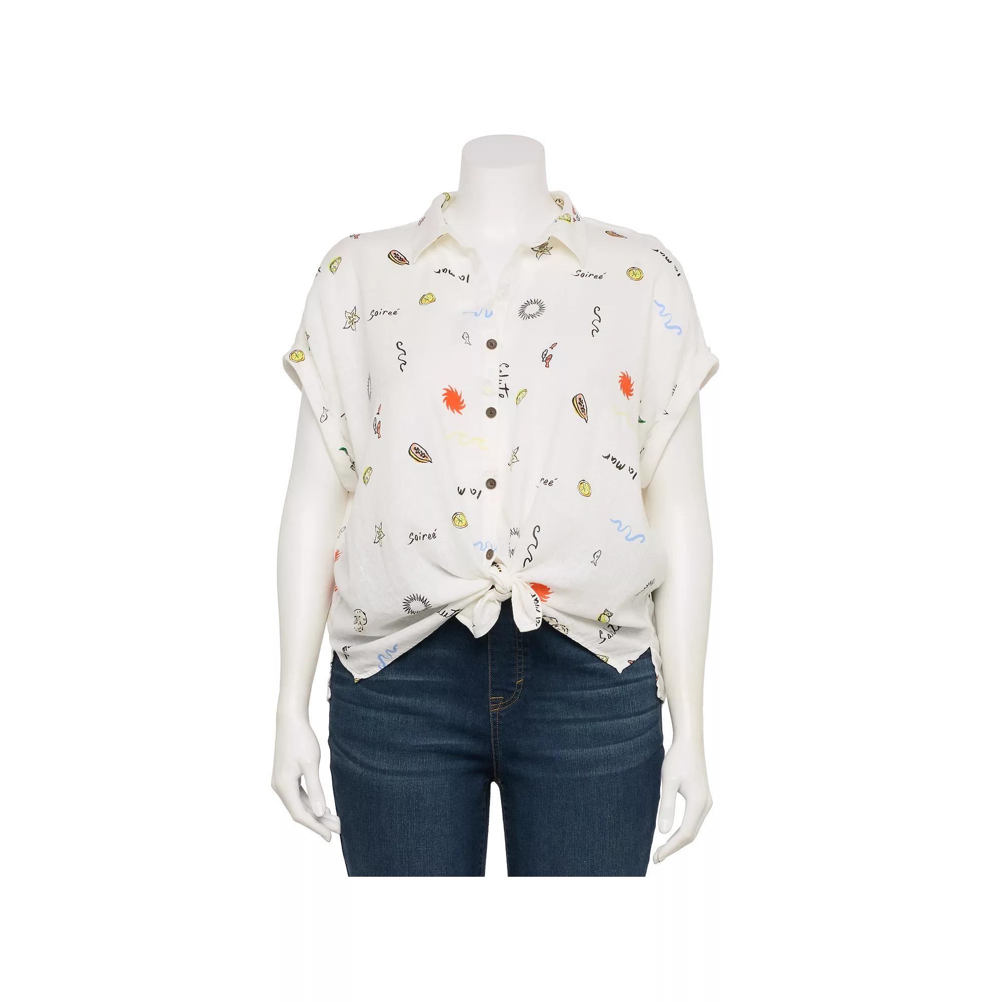 Plus Size Sonoma Goods For Life® Camp Shirt, Women's, Size: 1XL, Multi Fruit Print Product Image