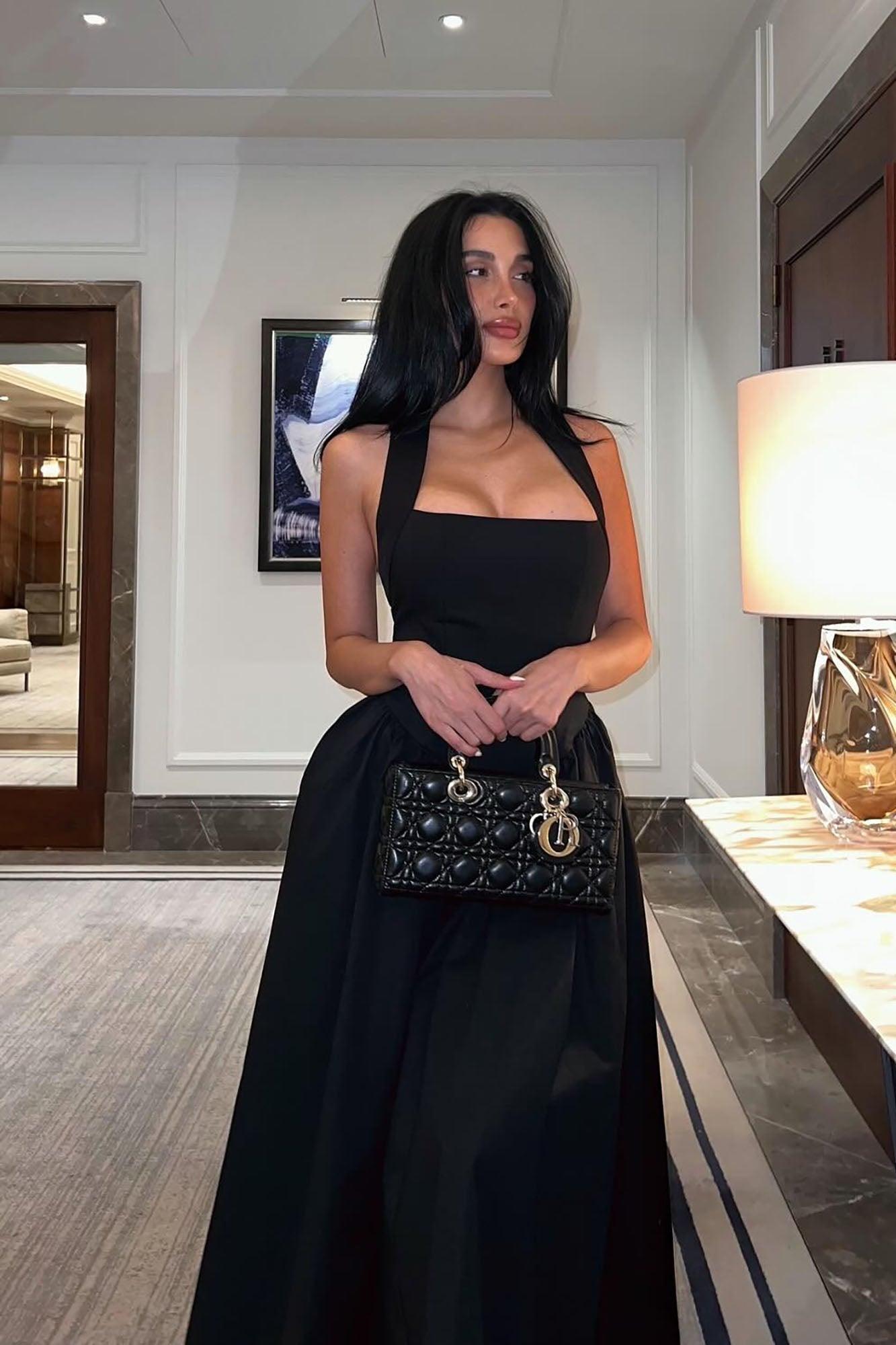 Gabrielle Drop Waist Halter Maxi Dress - Black Female Product Image