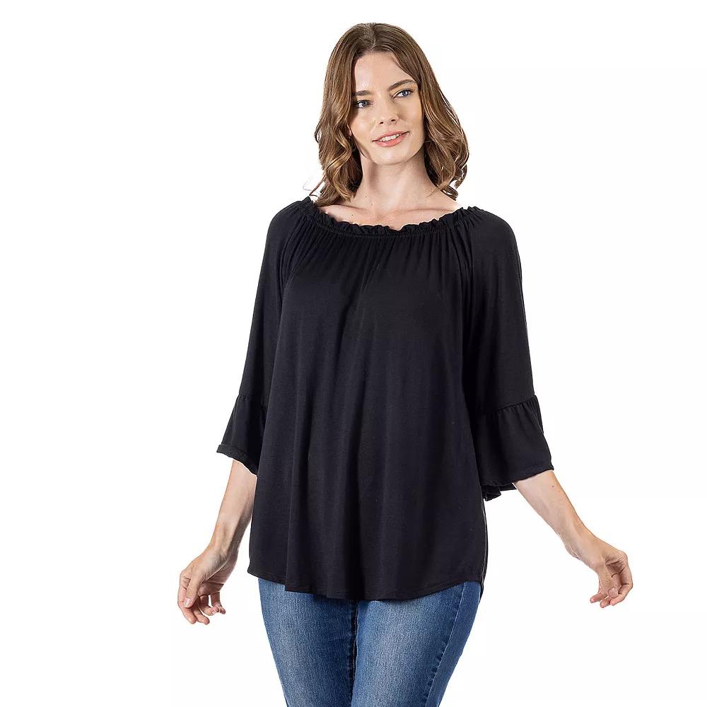 Women's 24Seven Comfort Apparel Bell Sleeve Tunic Top,  Product Image