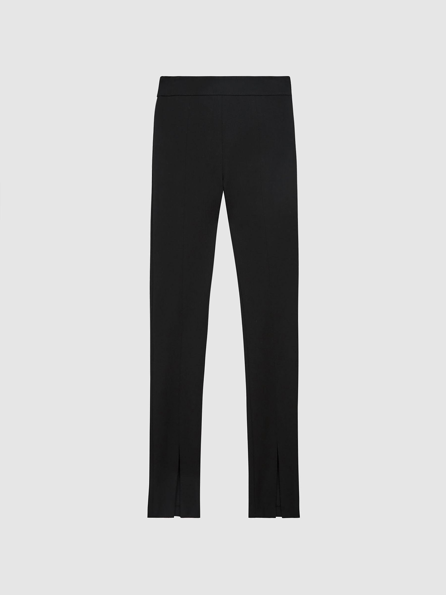 Skinny Fit Split Front Trousers in Black Product Image