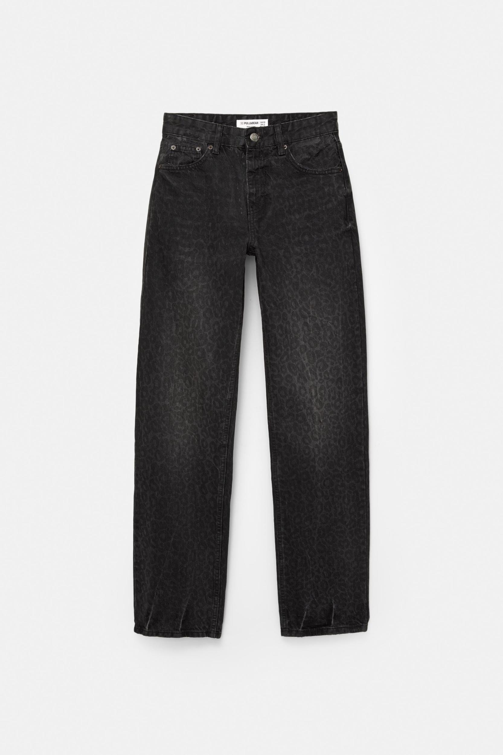 Straight-leg leopard print jeans Product Image