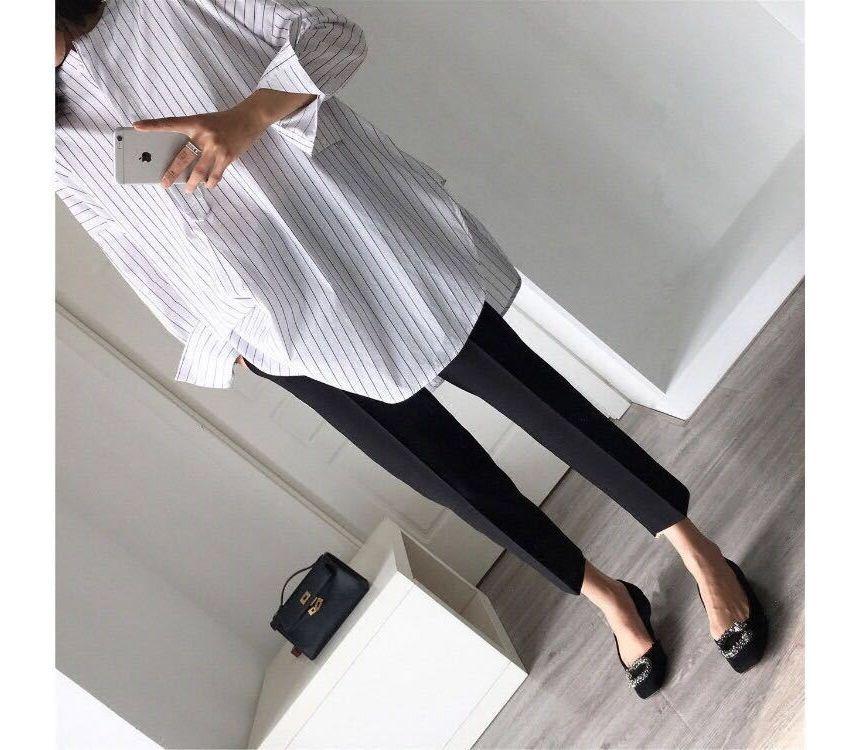 Maternity High Waist Plain Cropped Tapered Pants Product Image