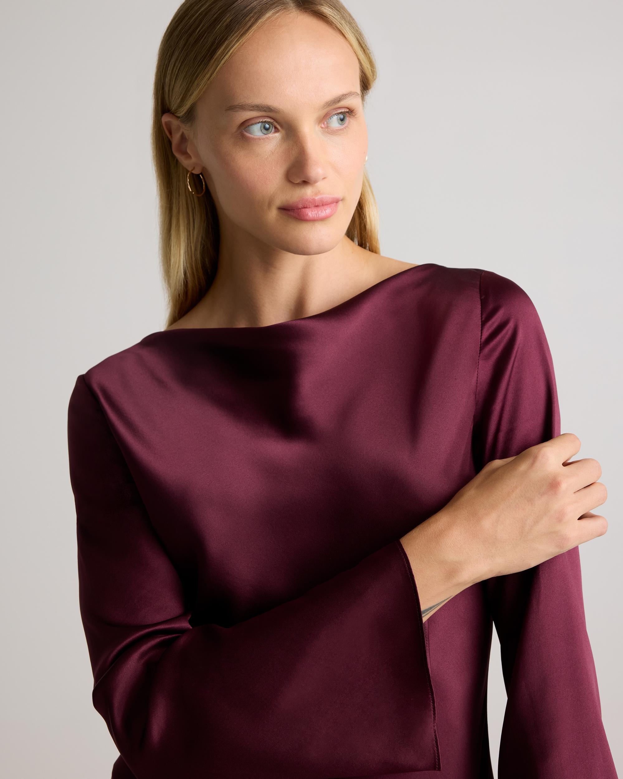 Quince | Women's Long Sleeve Mini Dress Silk Product Image