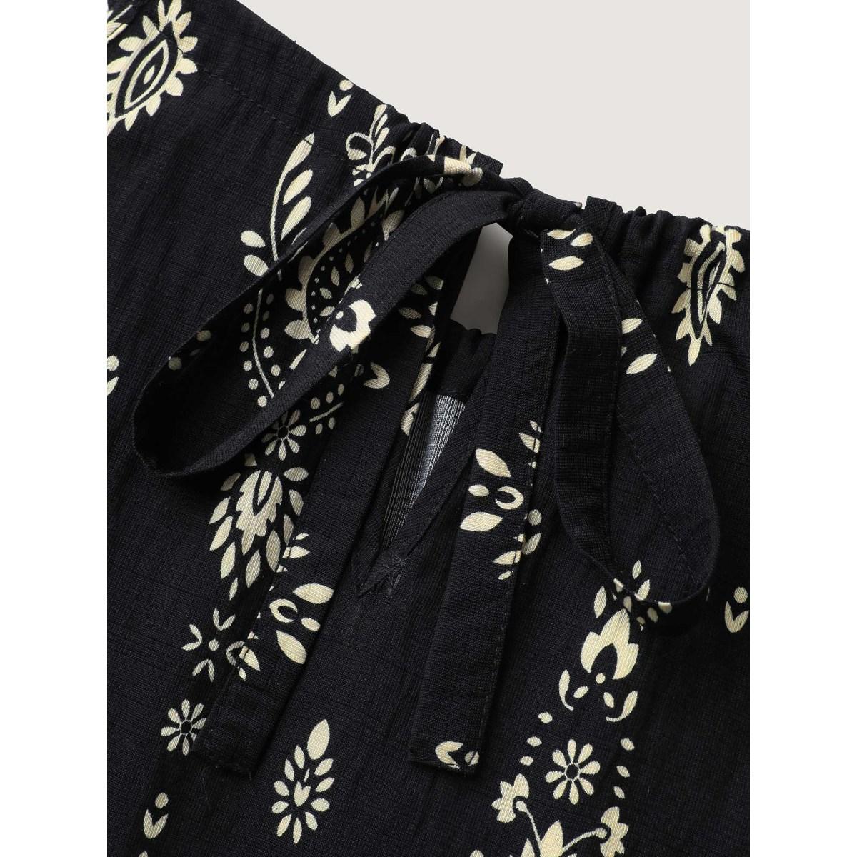 Plus Size Boho Print Halter Neck Pockets Midi Dress Black Women Non Halter neck Sleeveless Curvy BloomChic 12/L Product Image