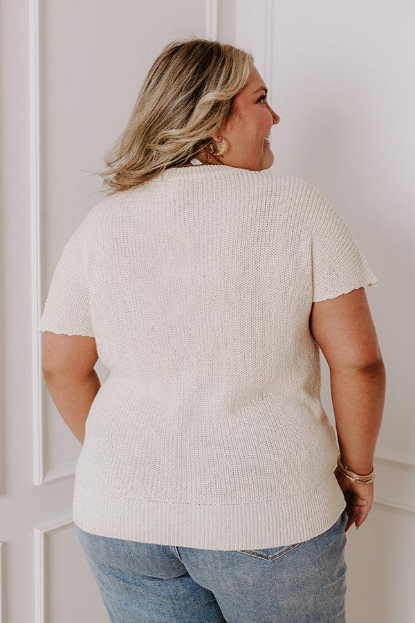Boho Blooms Knit Top in Cream Curves Product Image