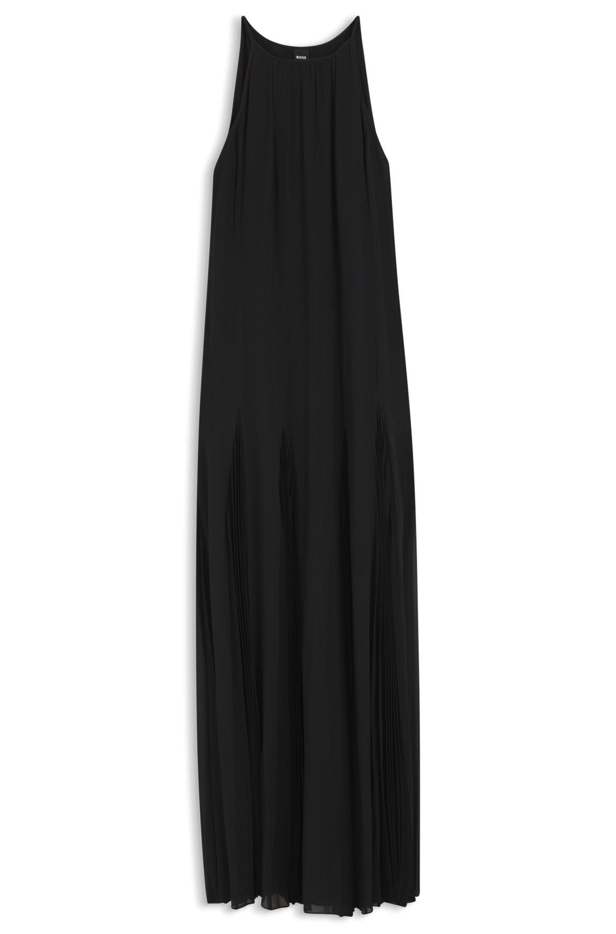 Sleeveless dress with plissé skirt inserts Product Image