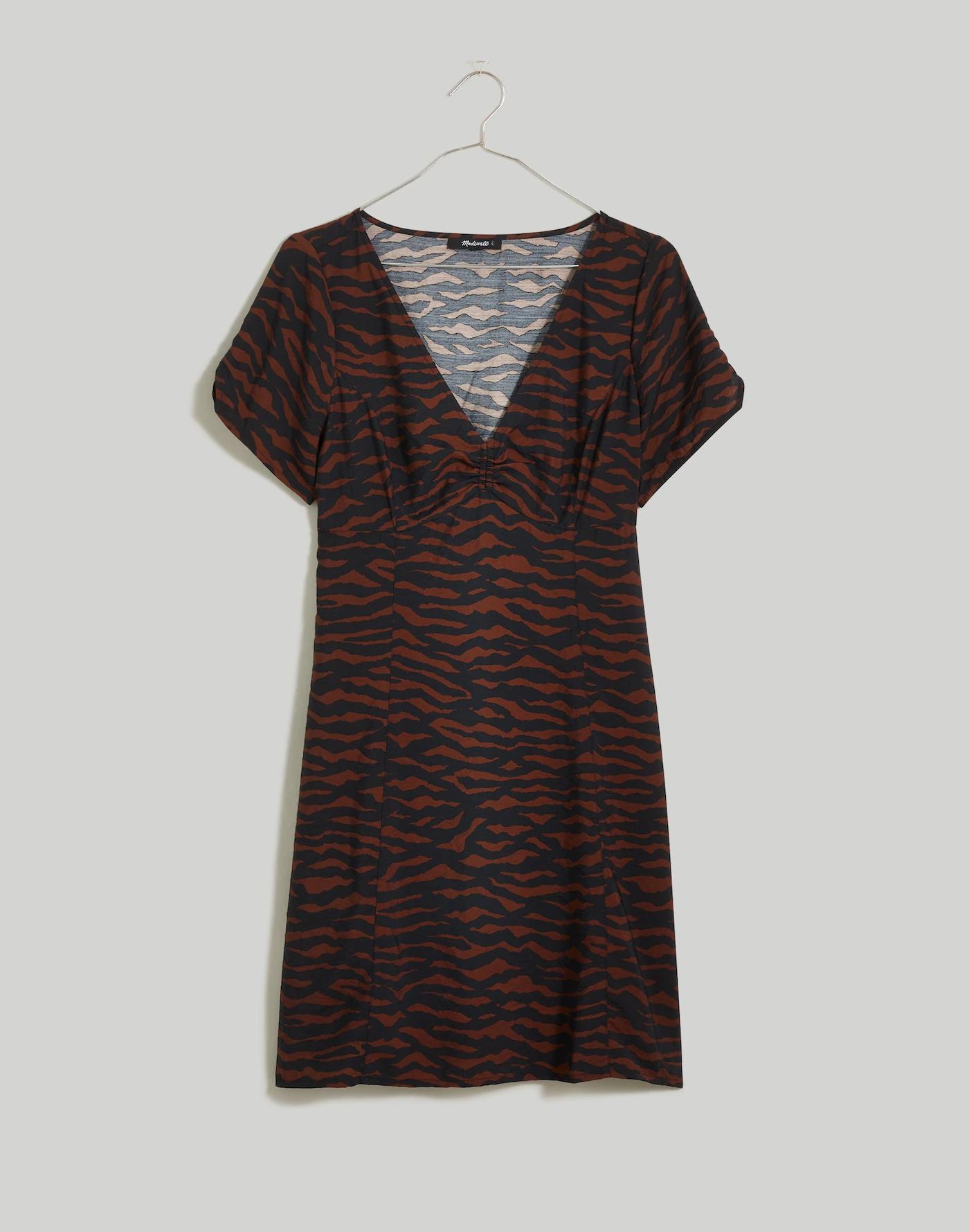 V-Neck Mini Dress in Abstract Animal Product Image