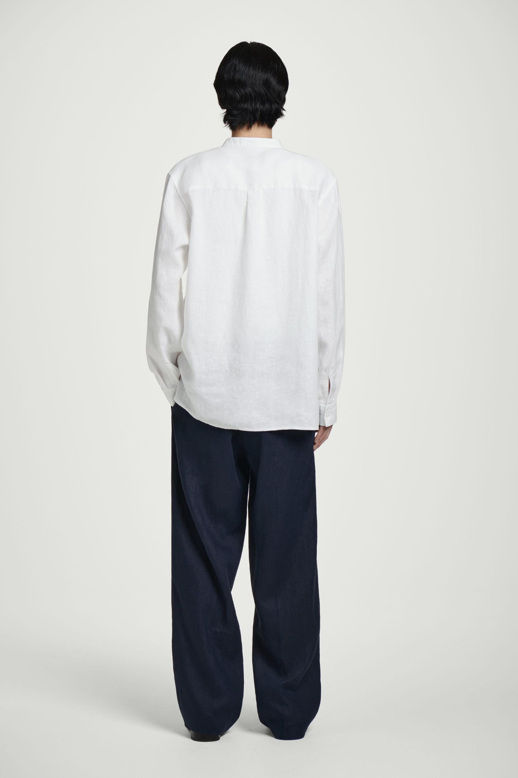 GRANDAD-COLLAR LINEN SHIRT Product Image