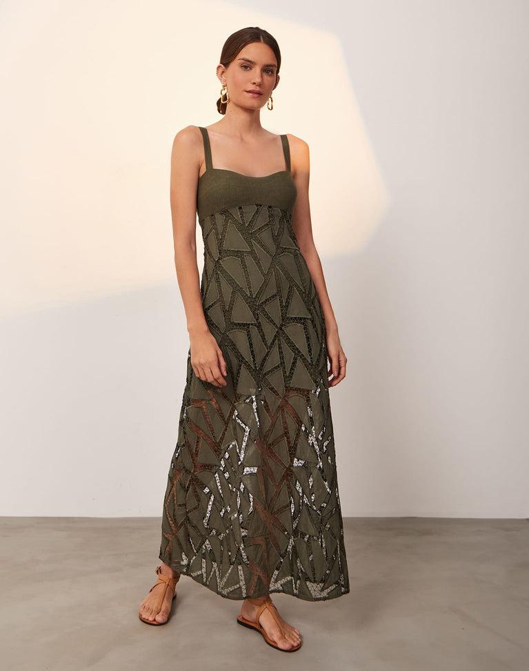 Eleni Long Dress (exchange only) - Evergreen Product Image