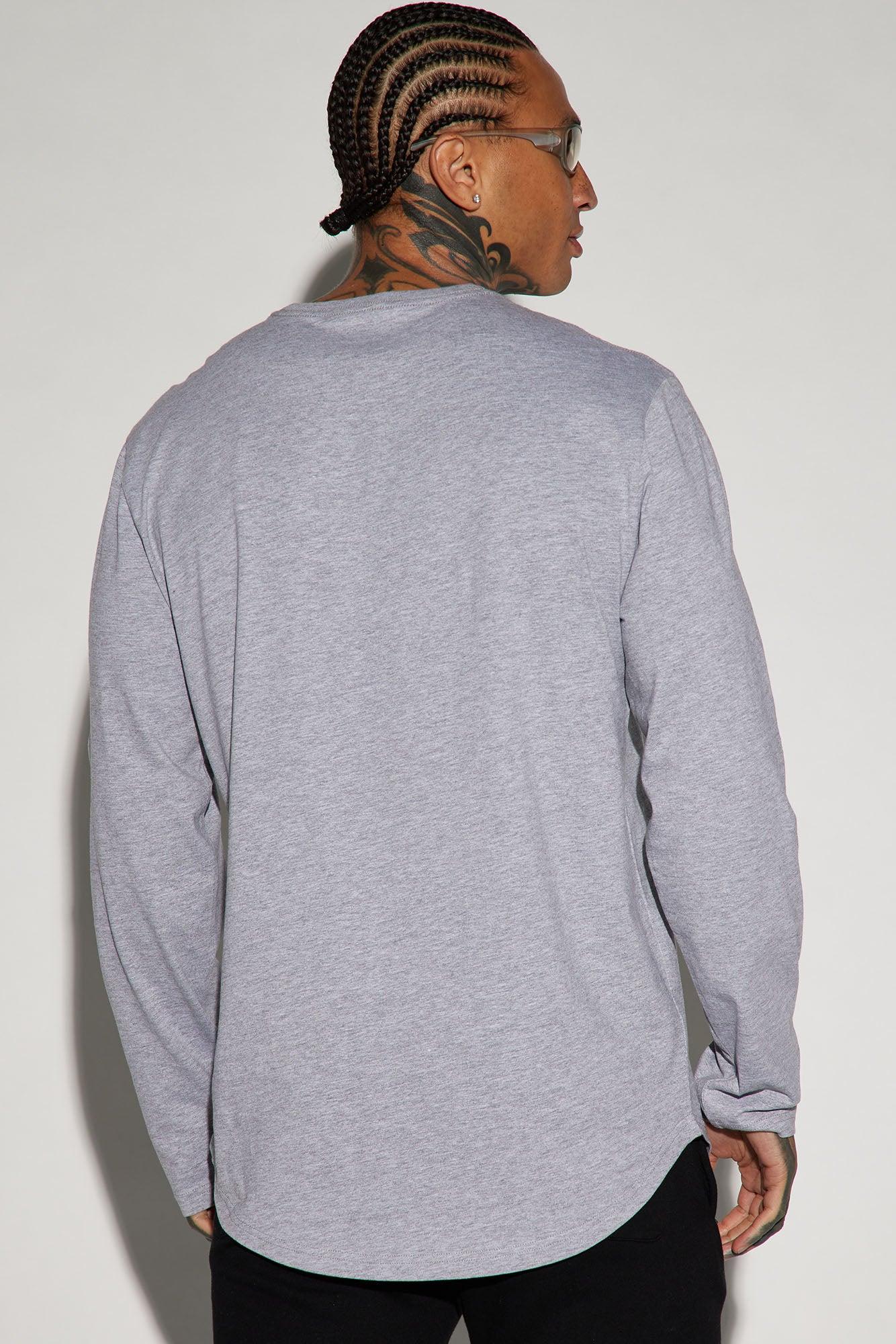 Essential Long Sleeve Scallop Tee - Grey Product Image
