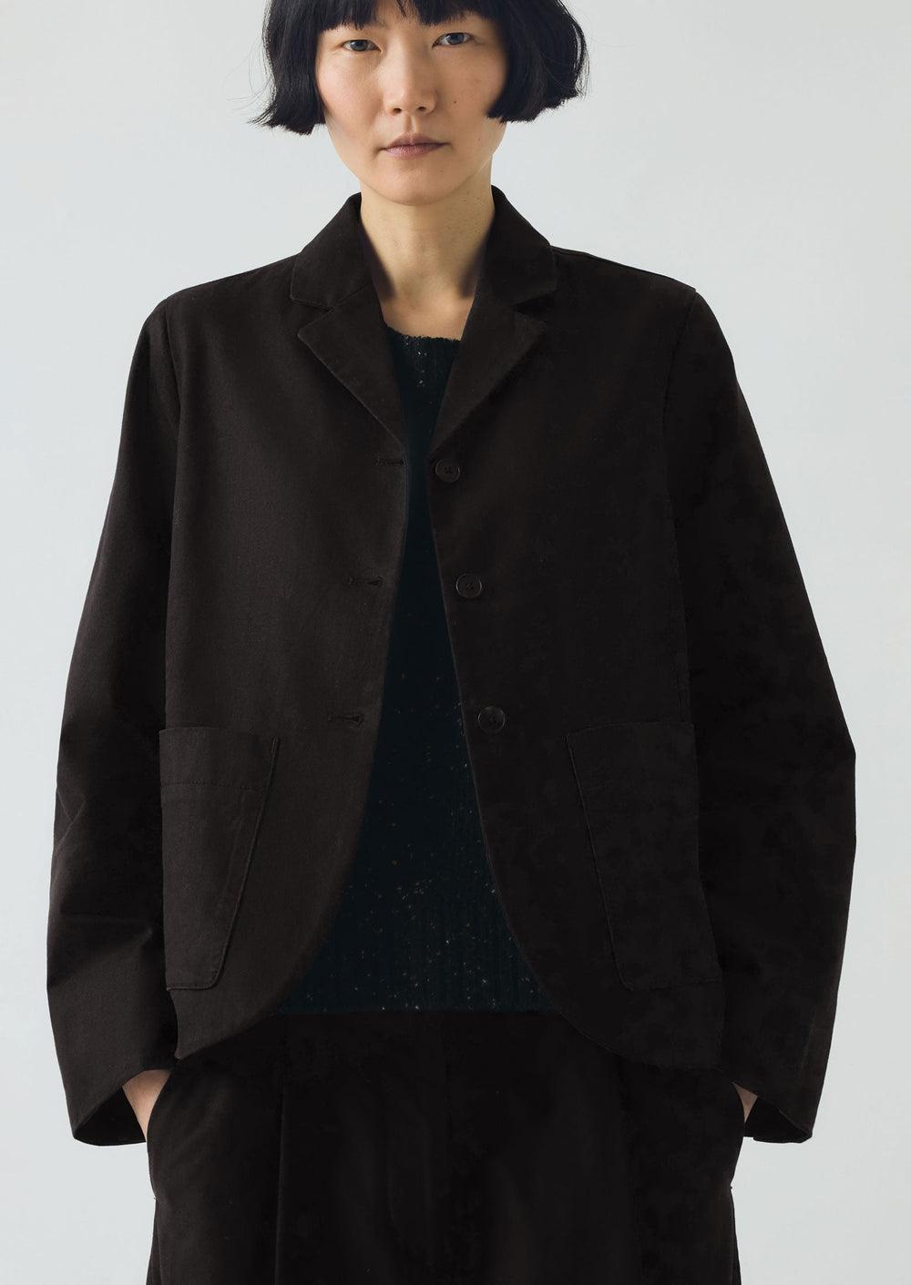 Cotton Wool Herringbone Jacket | Black Product Image