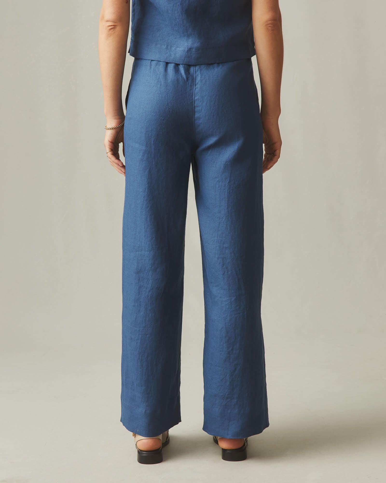 Women's Linen Wide Leg Pant - Marine Navy Female Product Image