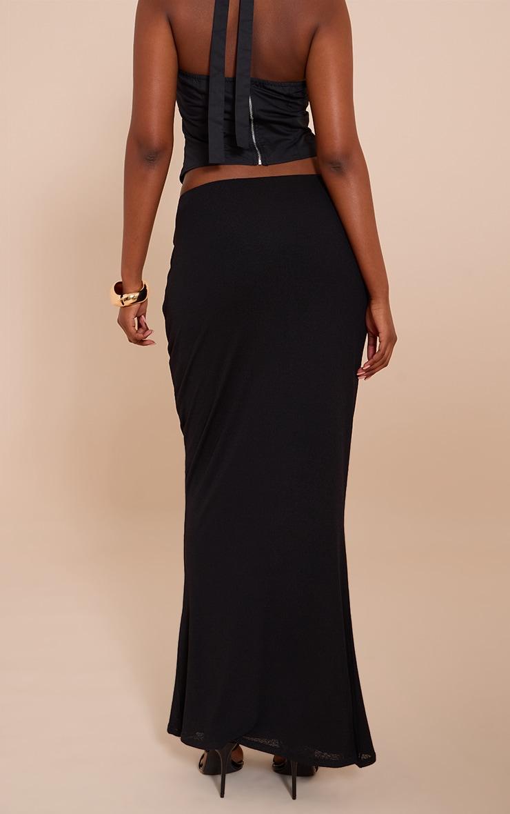 Black Double Layer Onion Skin Drape Detail Maxi Skirt Product Image