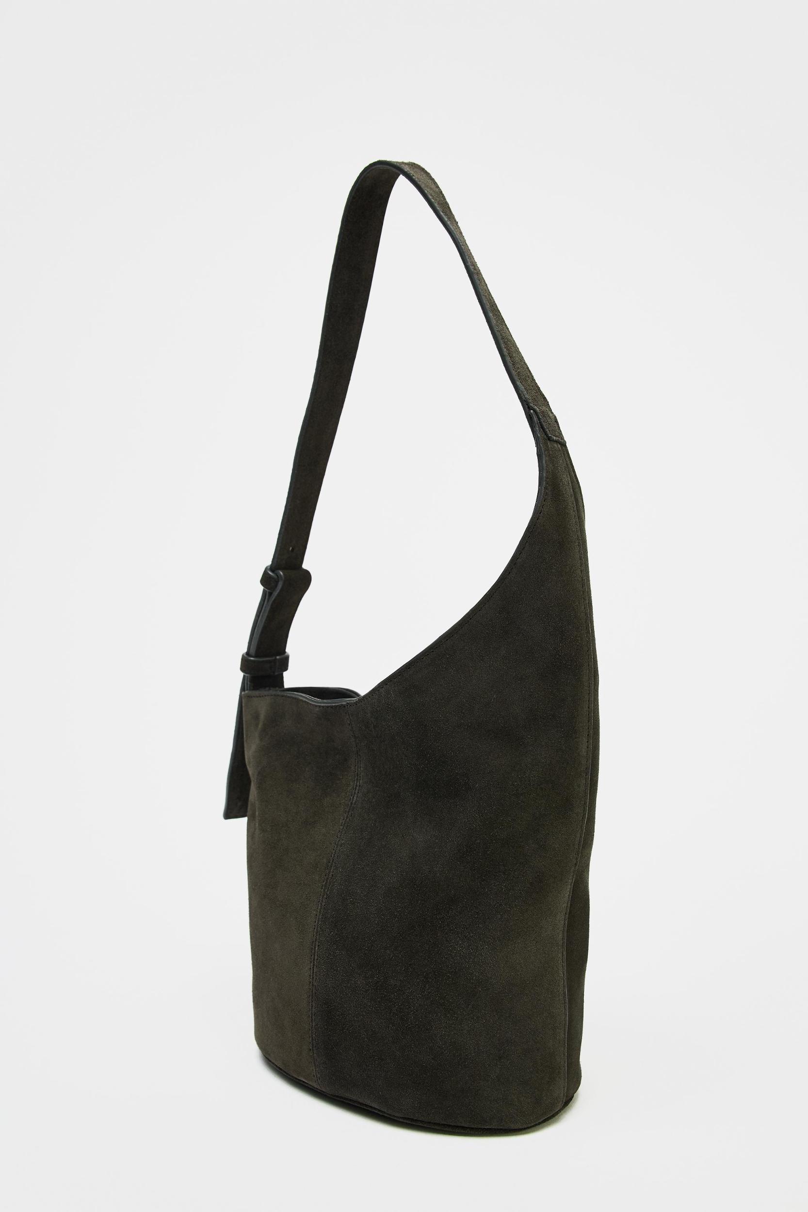 ASYMMETRIC SOFT SUEDE MINI BUCKET BAG Product Image