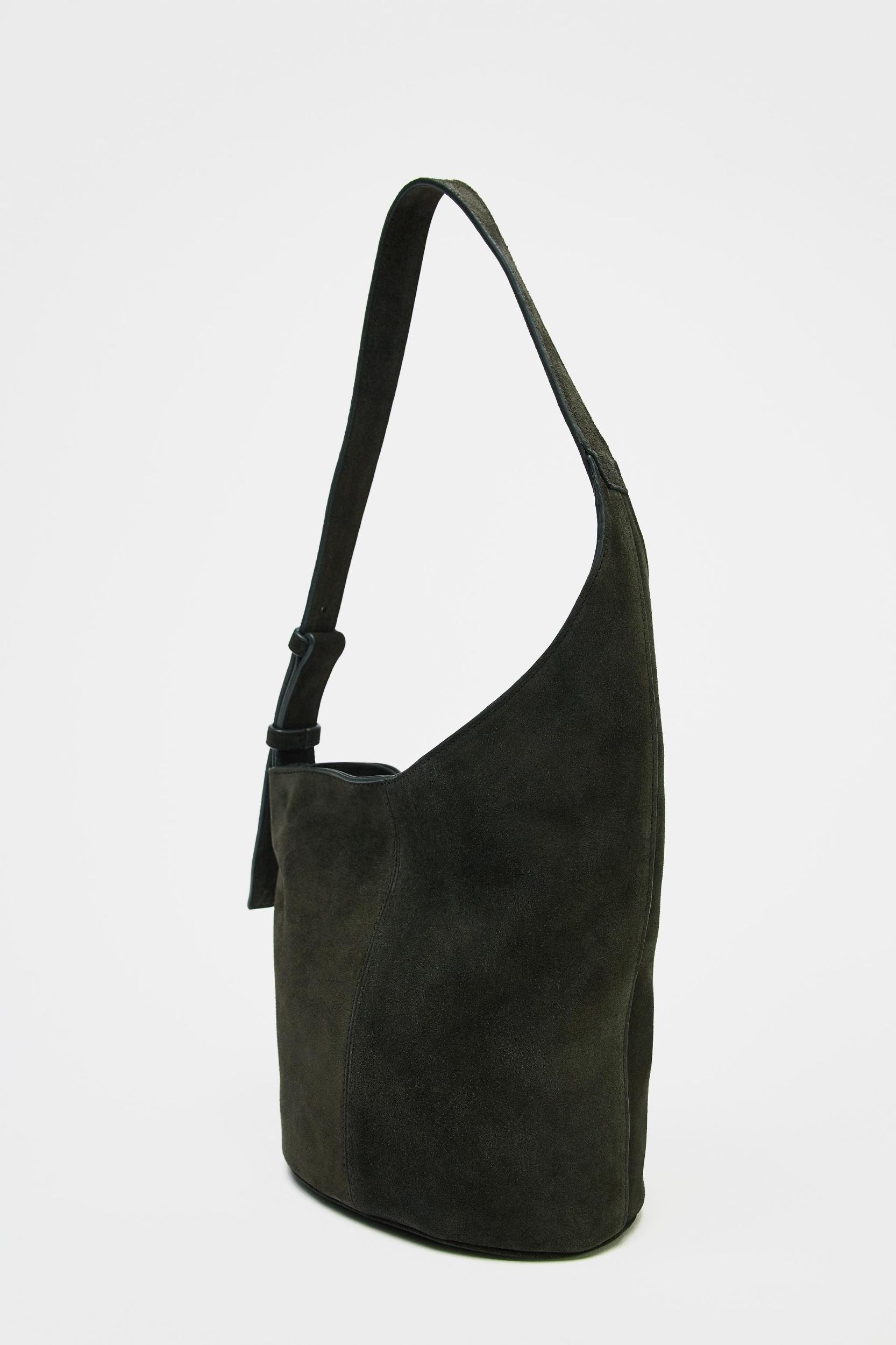 ASYMMETRIC SOFT SUEDE MINI BUCKET BAG Product Image