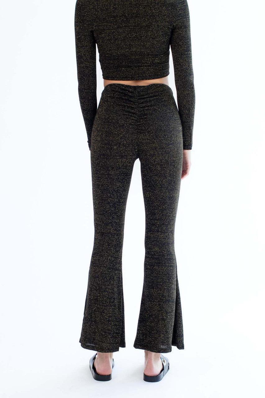 Black & Gold Thread Flare Pants Product Image