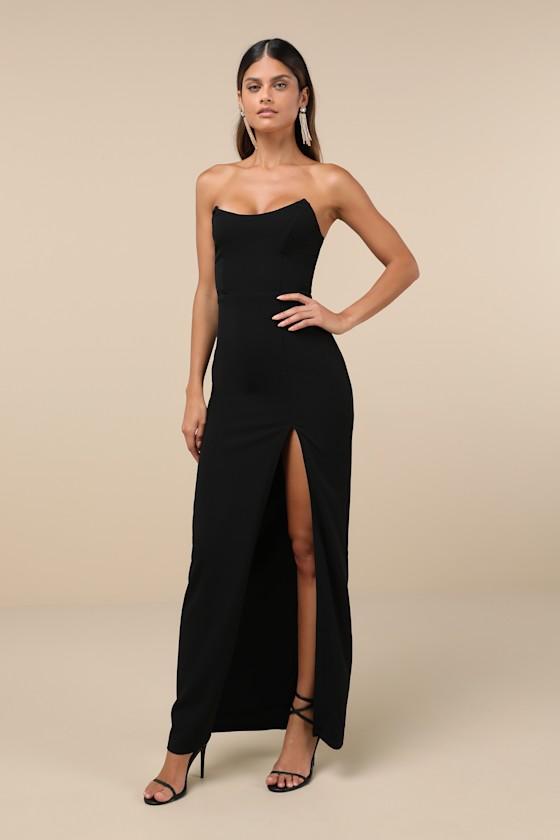 Sensational Beauty Black Strapless Maxi Dress Product Image