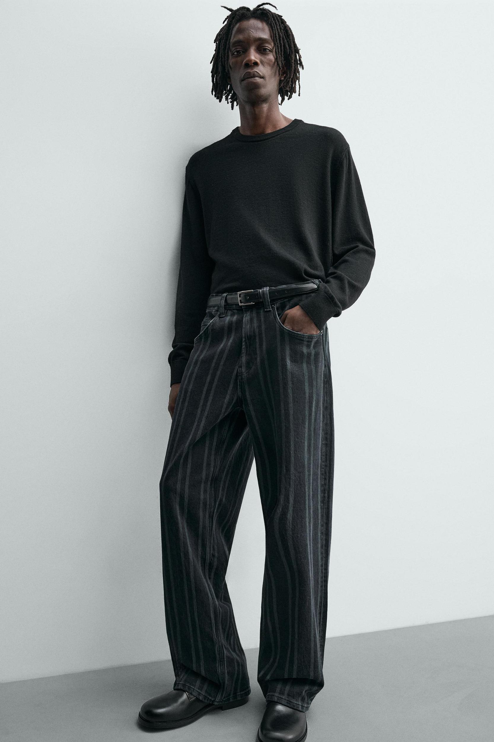 STRIPED RELAXED FIT JEANS Product Image