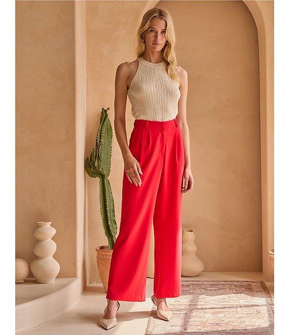 Skies Are Blue Rib Knit High Neck Sleeveless Halter Tank Product Image