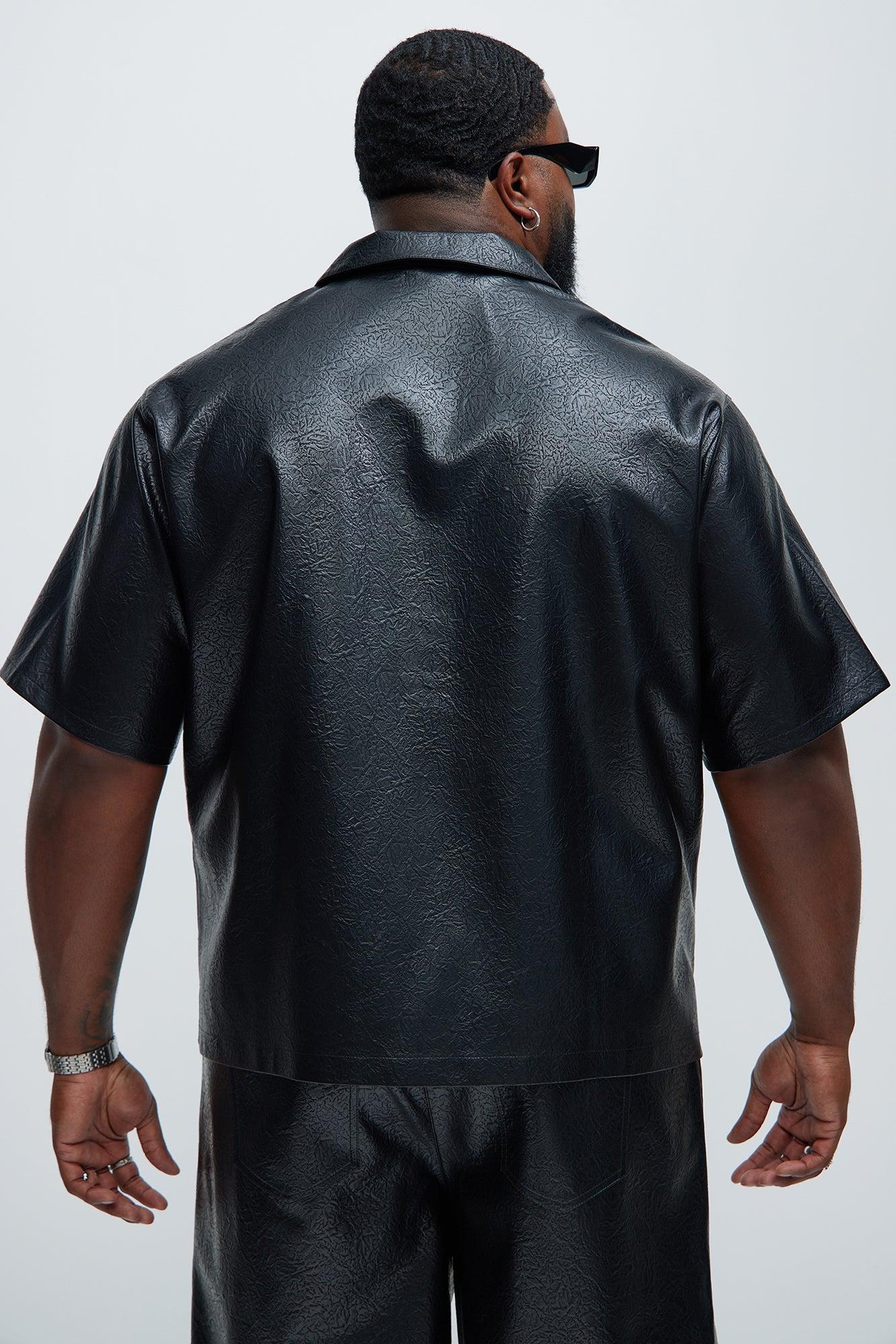 Riker Faux Leather Shirt - Black Product Image