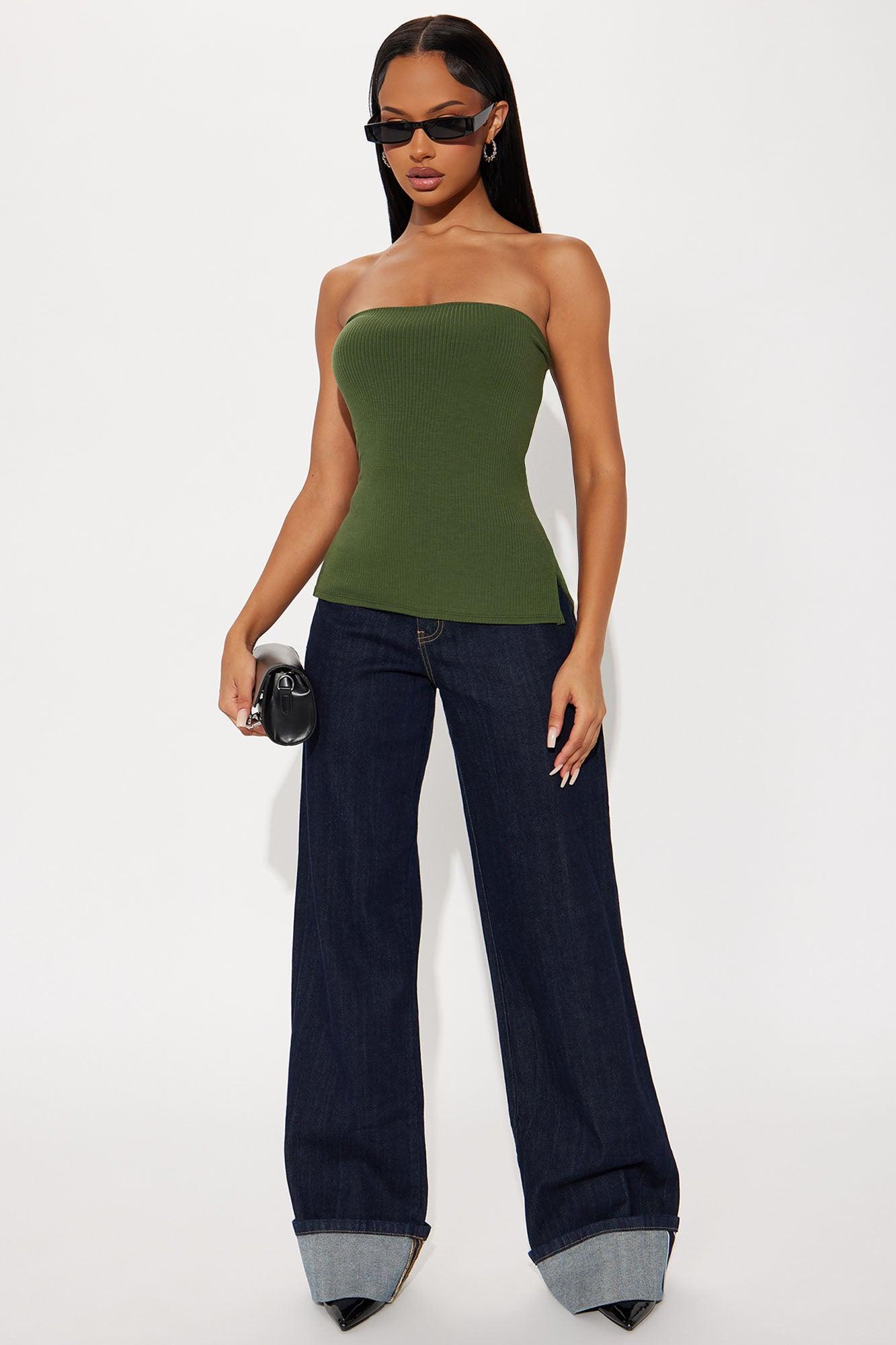 Tessa Ribbed Tube Top - Olive Female Product Image