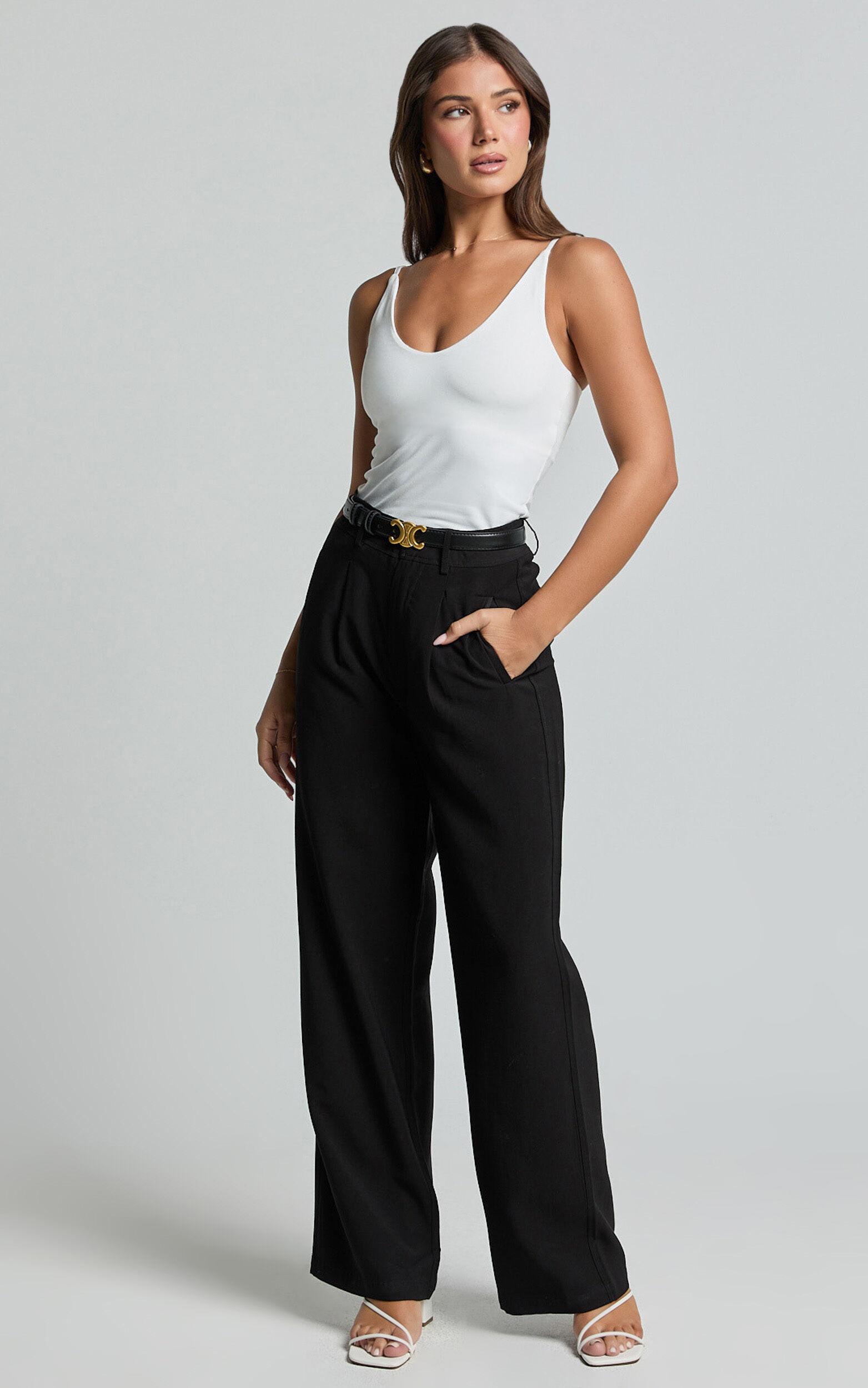 Augustus Pants - High Waisted Wide Leg Tailored Pants in Black Product Image