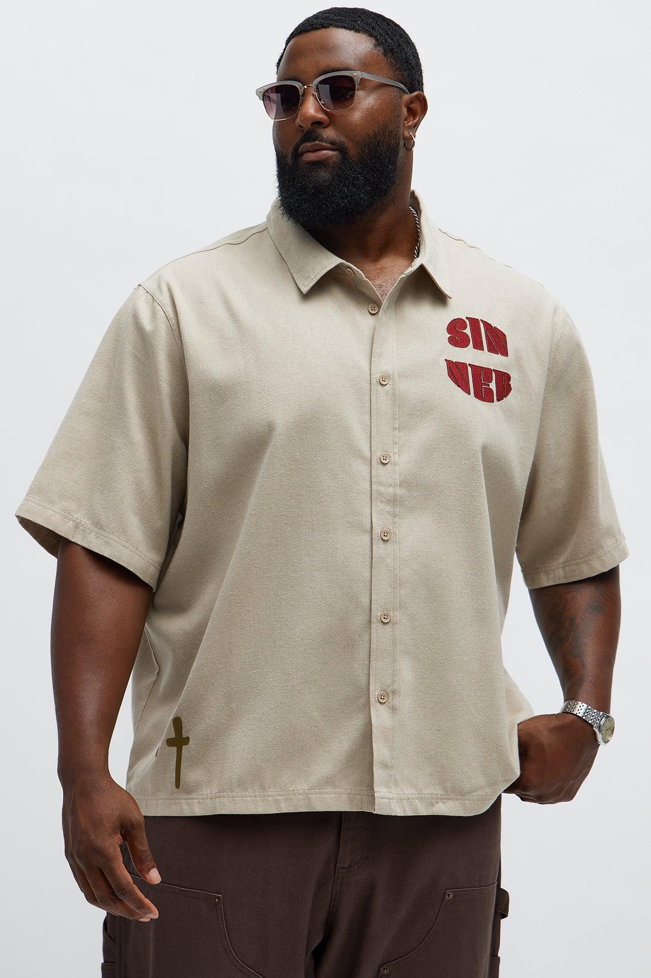 Sinner Cropped Button Up Shirt - Sand Product Image