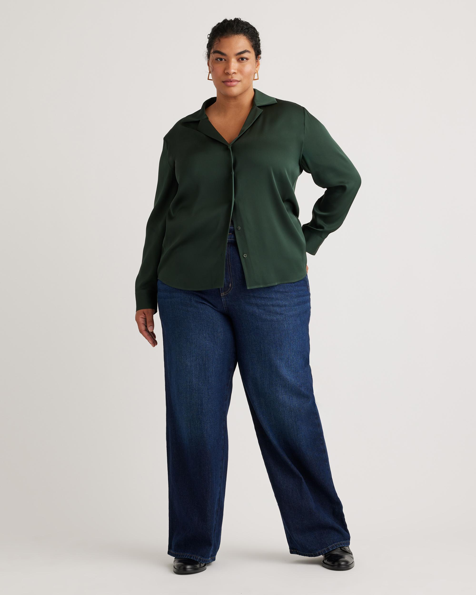 Quince | Women's Washable Stretch Silk Notch Collar Blouse Product Image