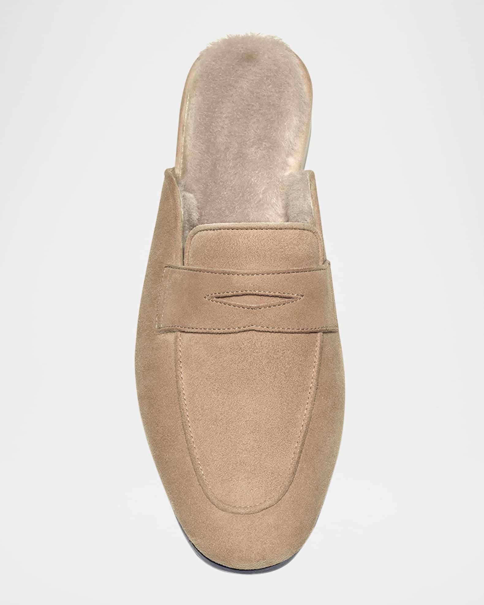 Palissandro Suede Shearling-Lined Penny Slippers Product Image