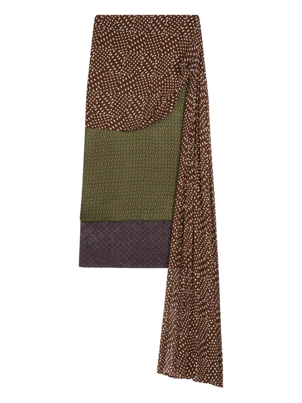 draped silk-satin midi skirt Product Image