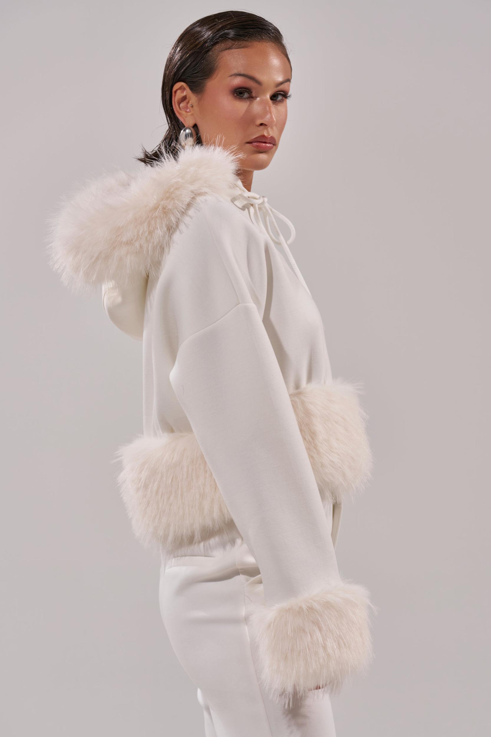 SNOW WHITE FUR TRIM SWEATSHIRT Product Image