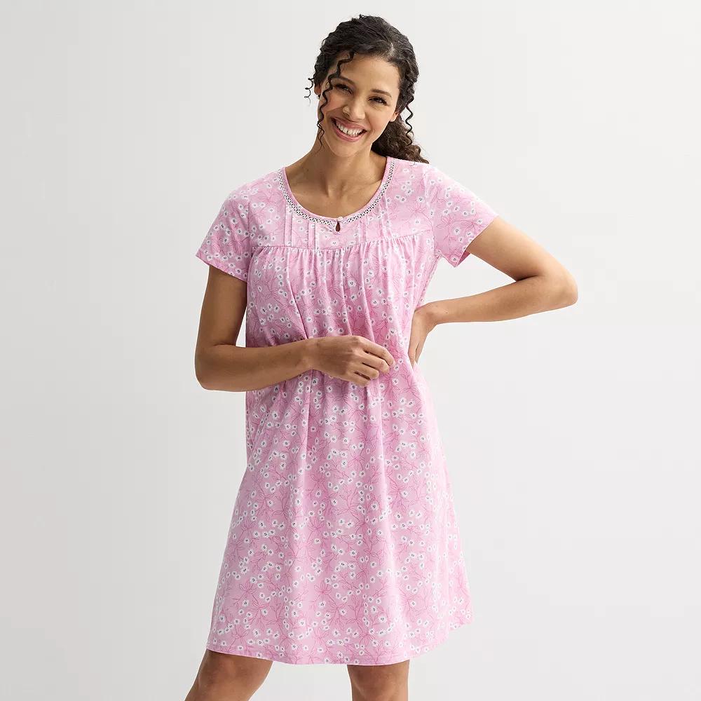 Women's Croft & Barrow® Knit Sleep Gown, Size: XL, Wild Daisies Pink Product Image