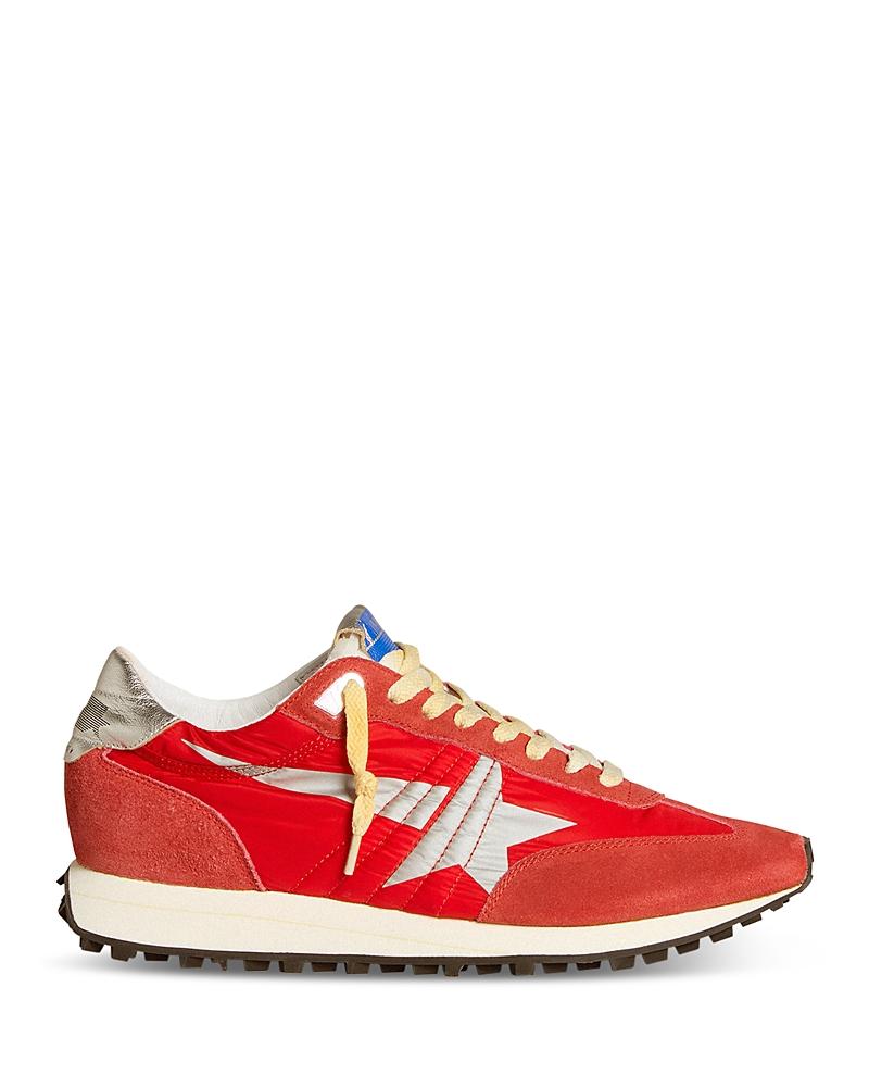 GOLDEN GOOSE Marathon Sneakers With Red Nylon Upper And Silver Star Shoes Product Image