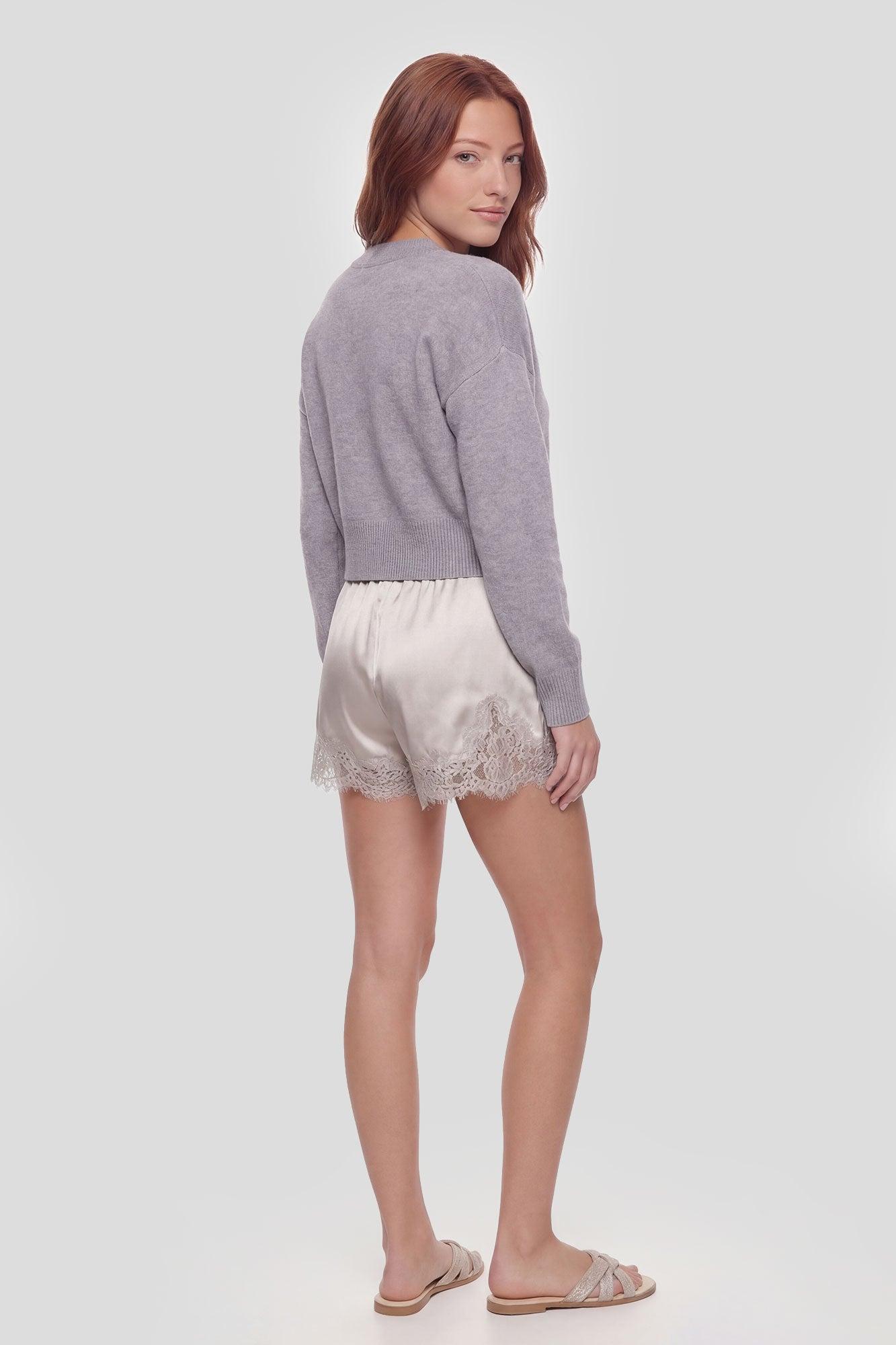 Satin Lace Trim Short Female Product Image