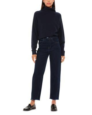 High-Waist Barrel-Leg Jeans in Dark Denim Product Image