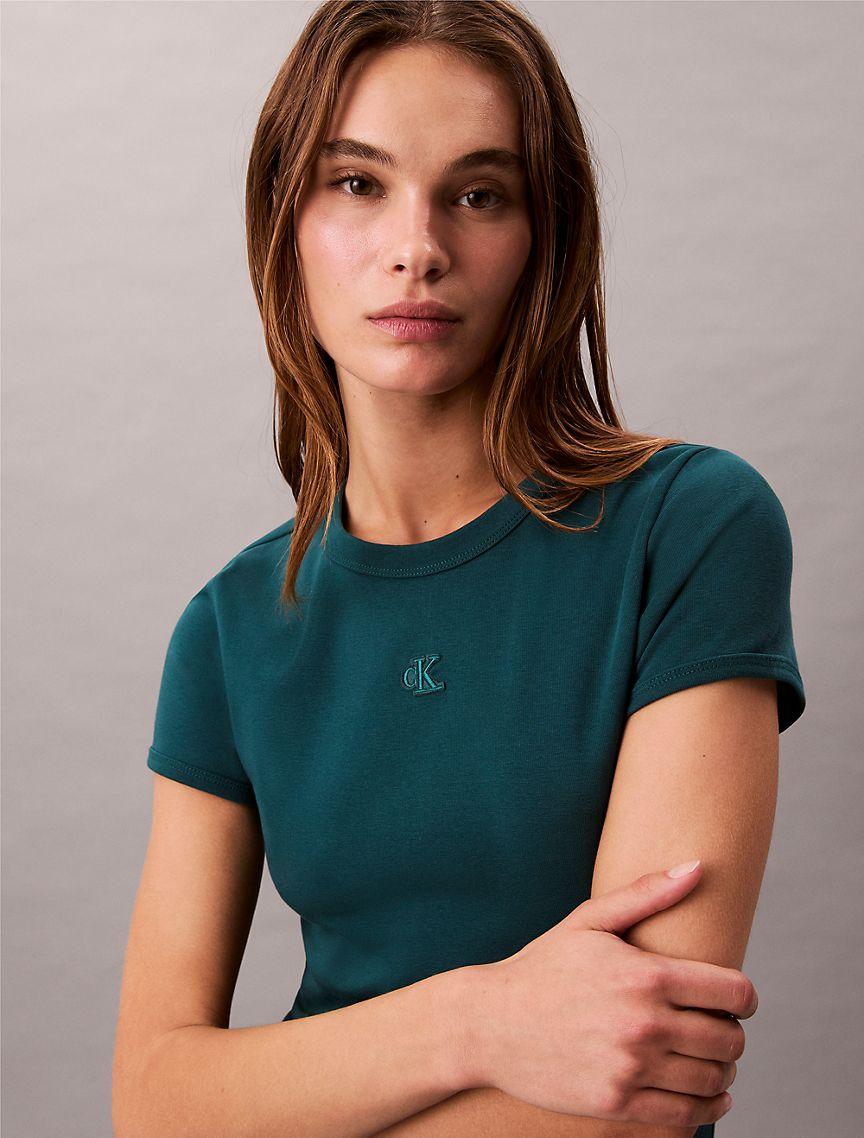 Cotton Contour Rib Monogram Logo Mini Dress Product Image