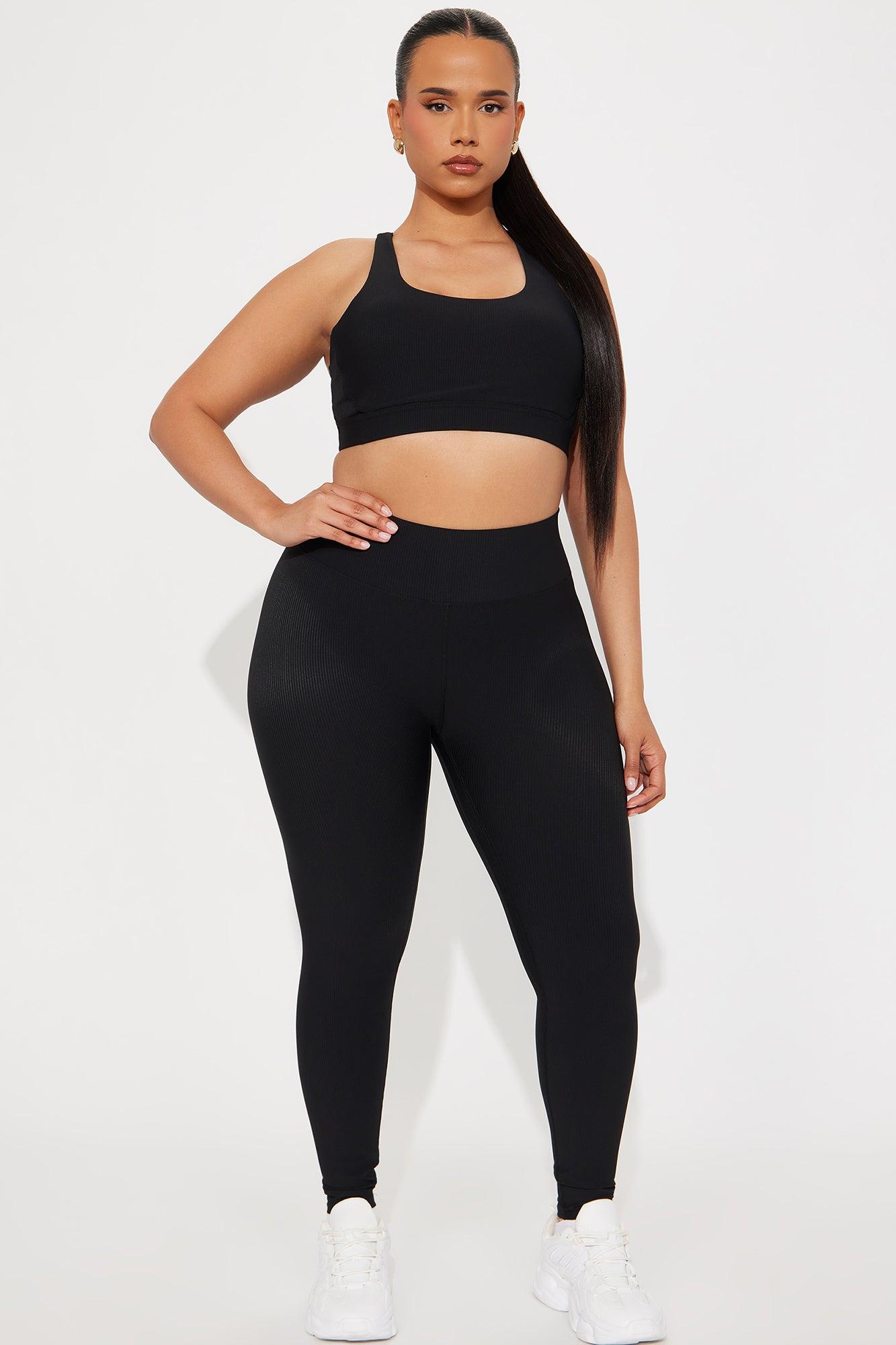 Pace It Ribbed Active Set - Black Product Image