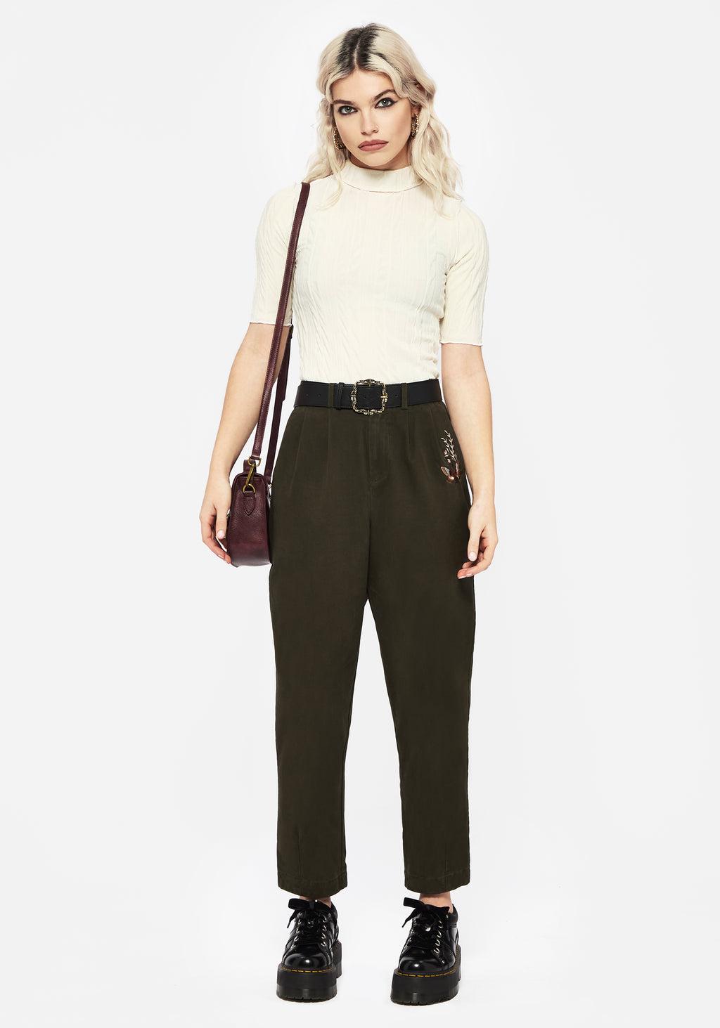 Copia Cotton Embroidered Tapered Tailored Trousers Product Image