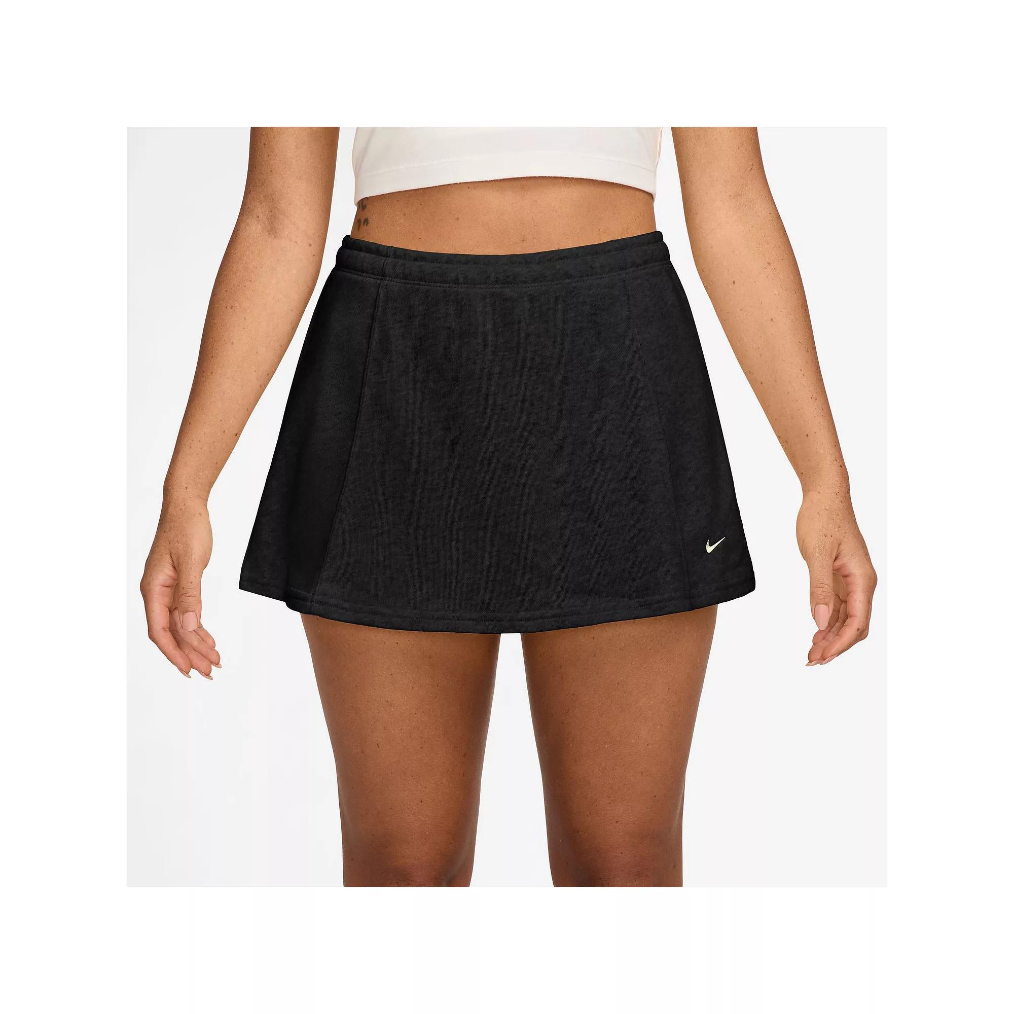Women's Nike Sportswear Chill Terry Mid-Rise Mini Skort, Size: Large, Black Product Image