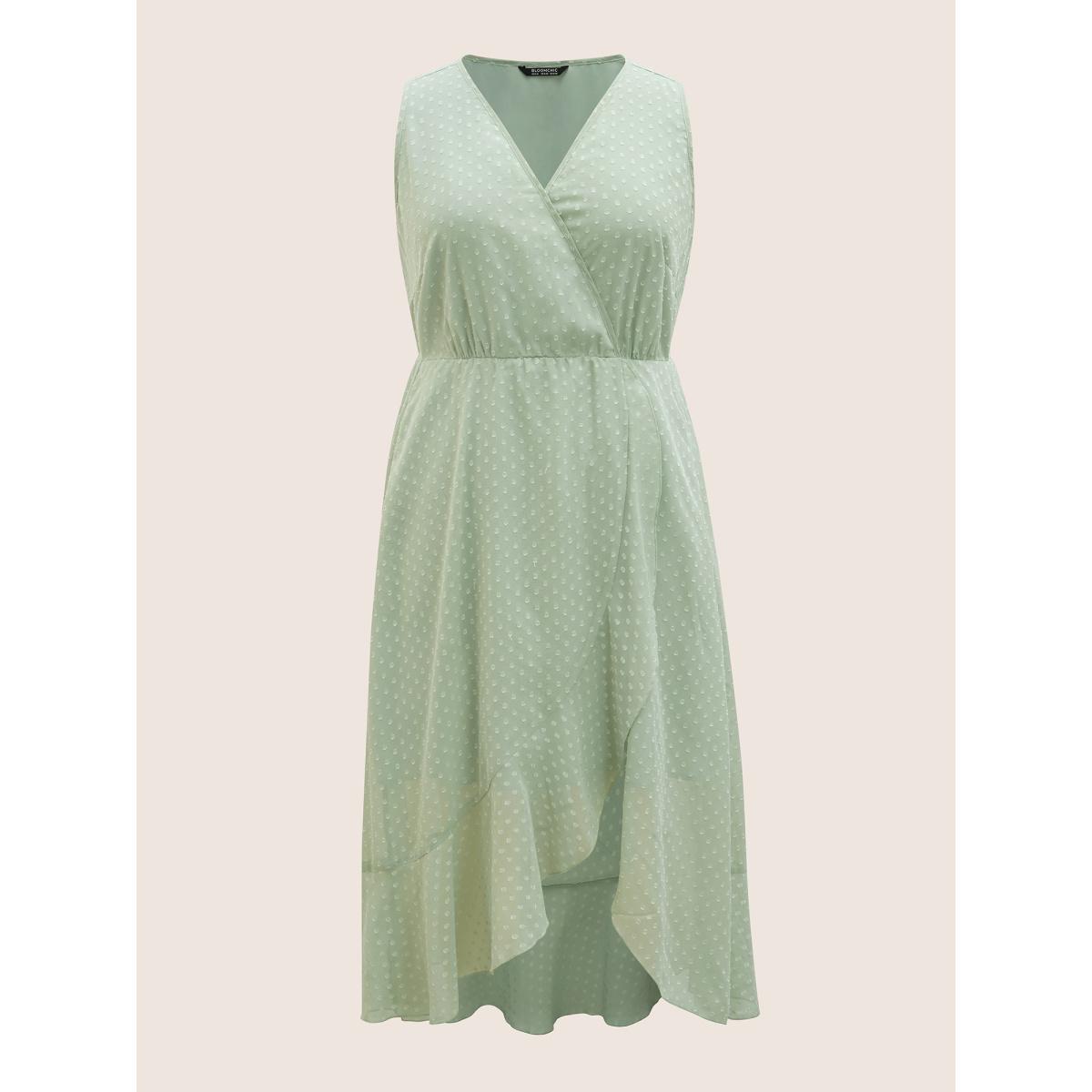 Plus Size Overlap Collar Texture See Through Dress Palemauve Women Elegant Texture Overlap Collar Sleeveless Curvy BloomChic 28/5X Product Image