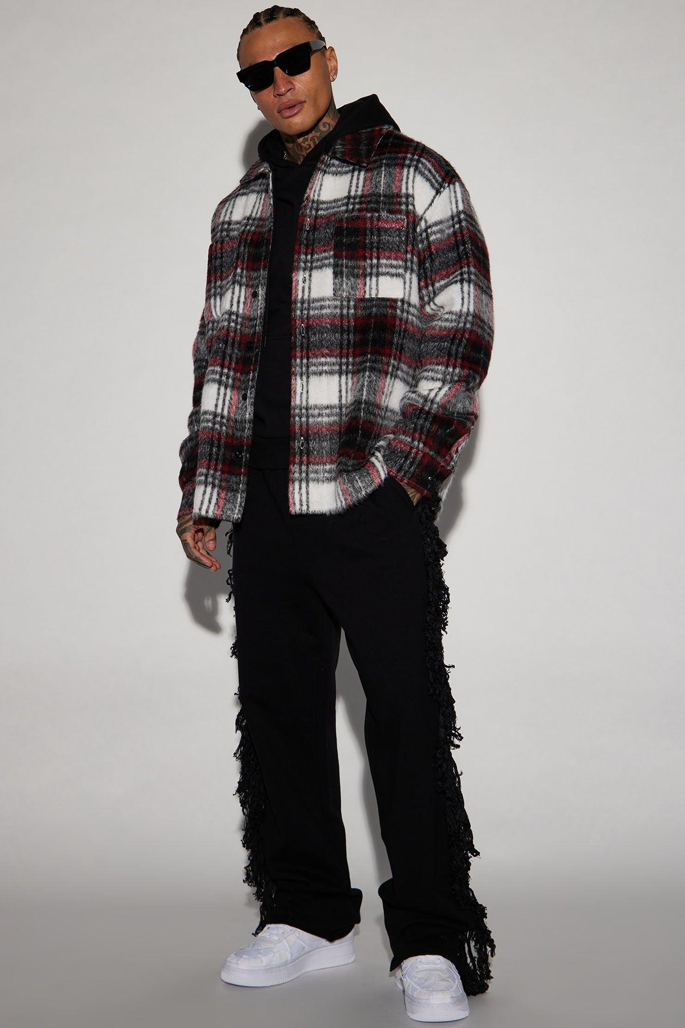 Move Up Plaid Shacket - Red/combo Product Image