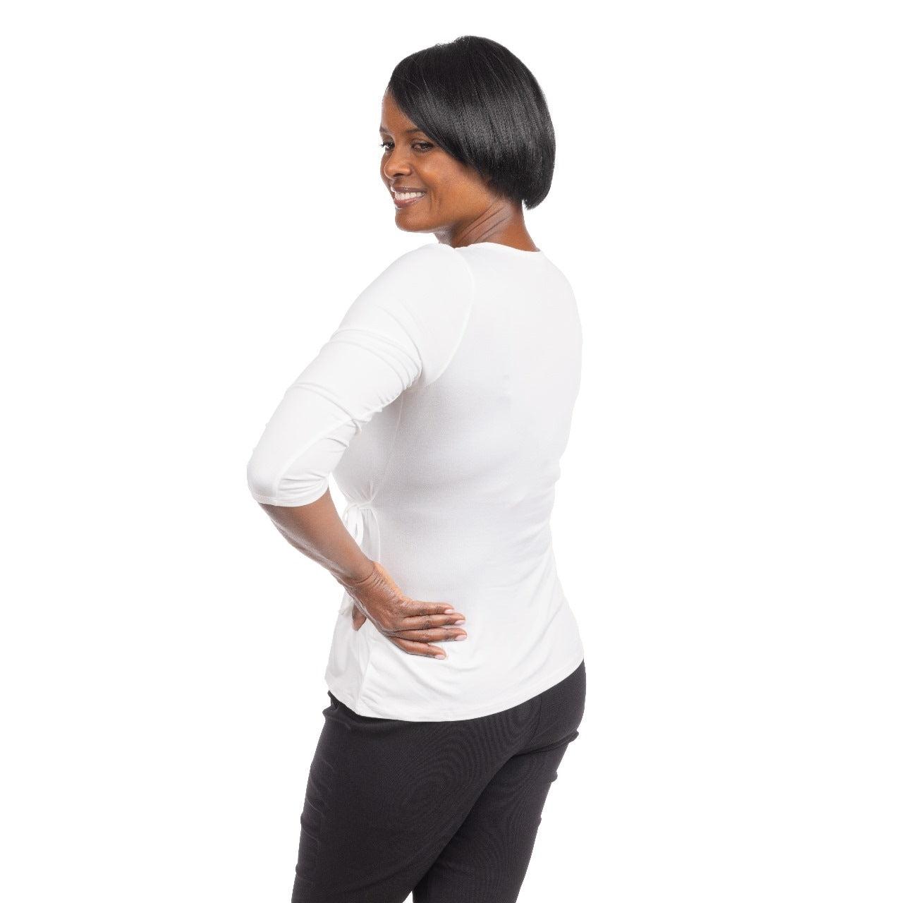 Inner Beauty Solid 3/4 Sleeve Surplice Front V-Neck Top Product Image