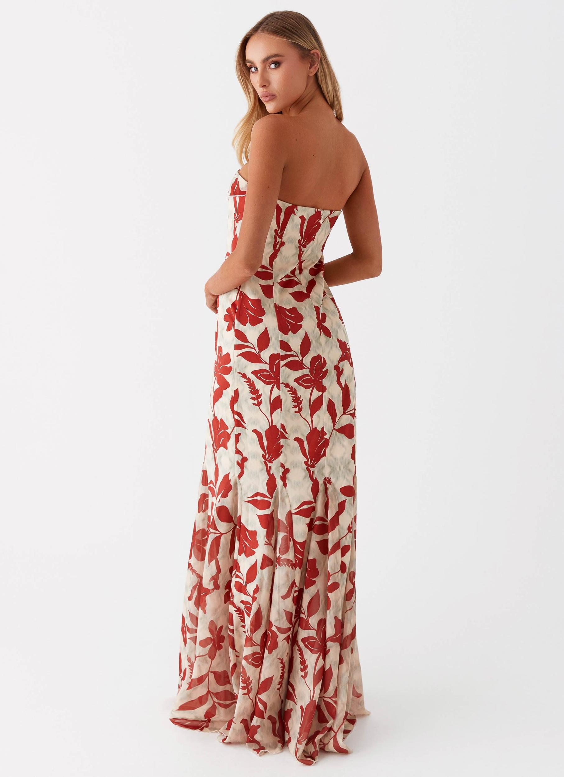 Willa Maxi Dress - Red Green Floral Product Image